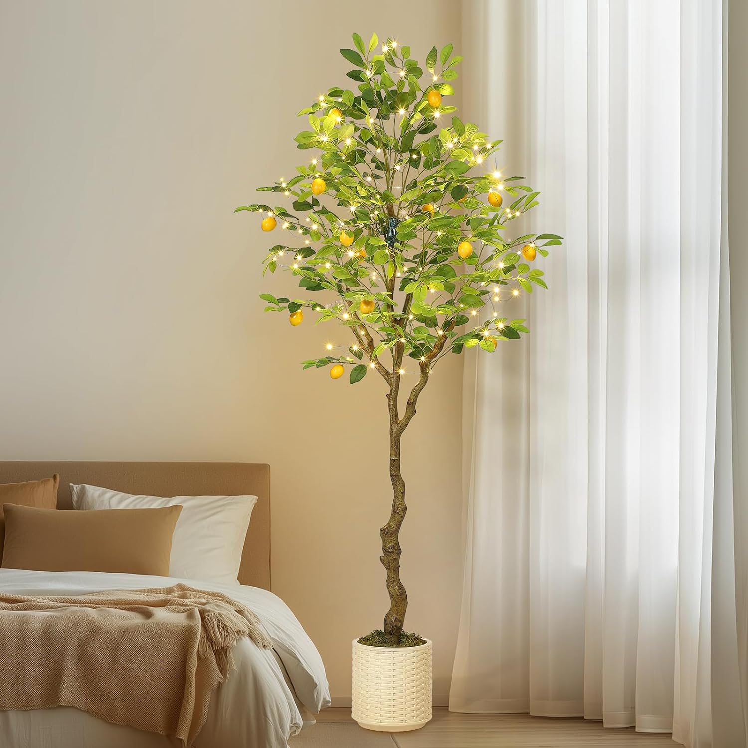 GarveeHome Artificial Lemon Tree with 100 LED Lights