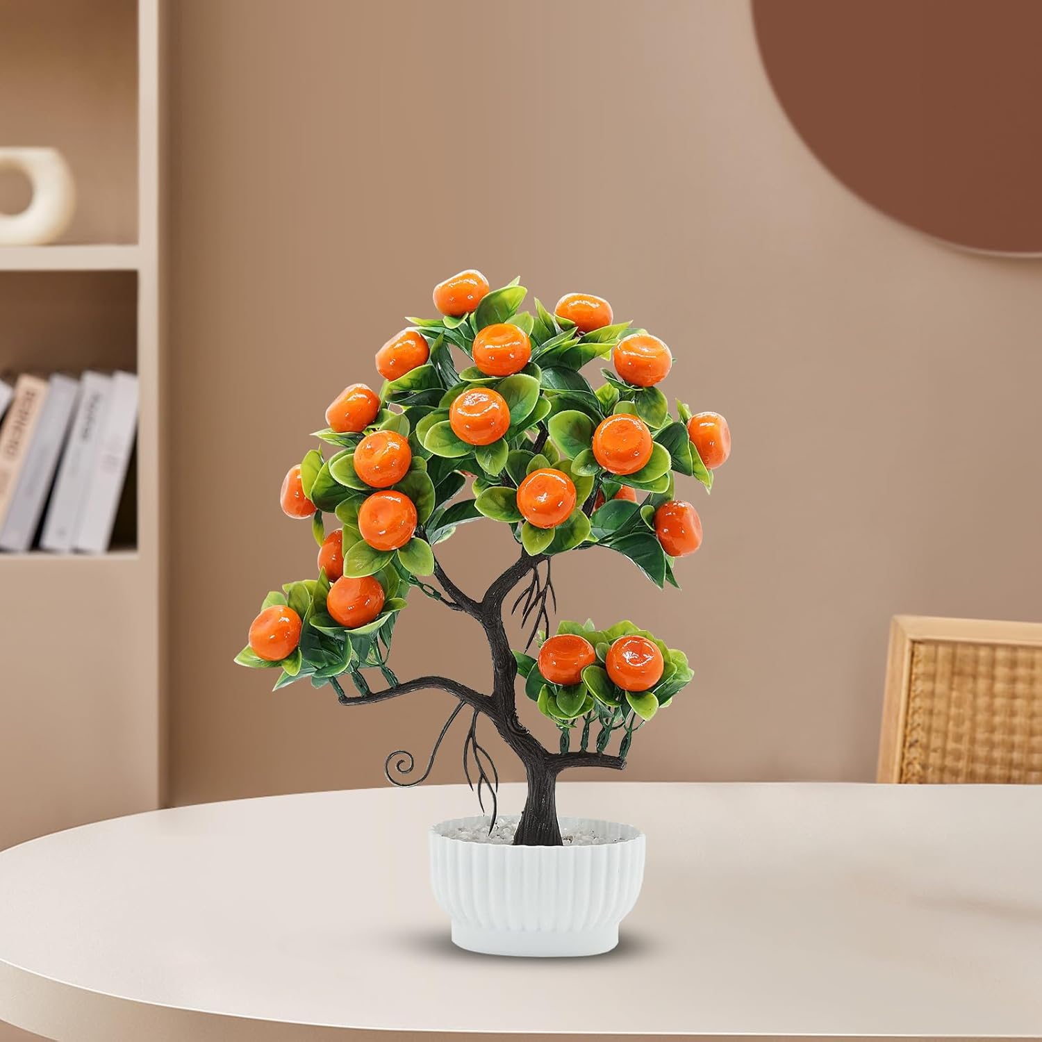 14 Inch Faux Orange Tree Bonsai with Vase and Pot