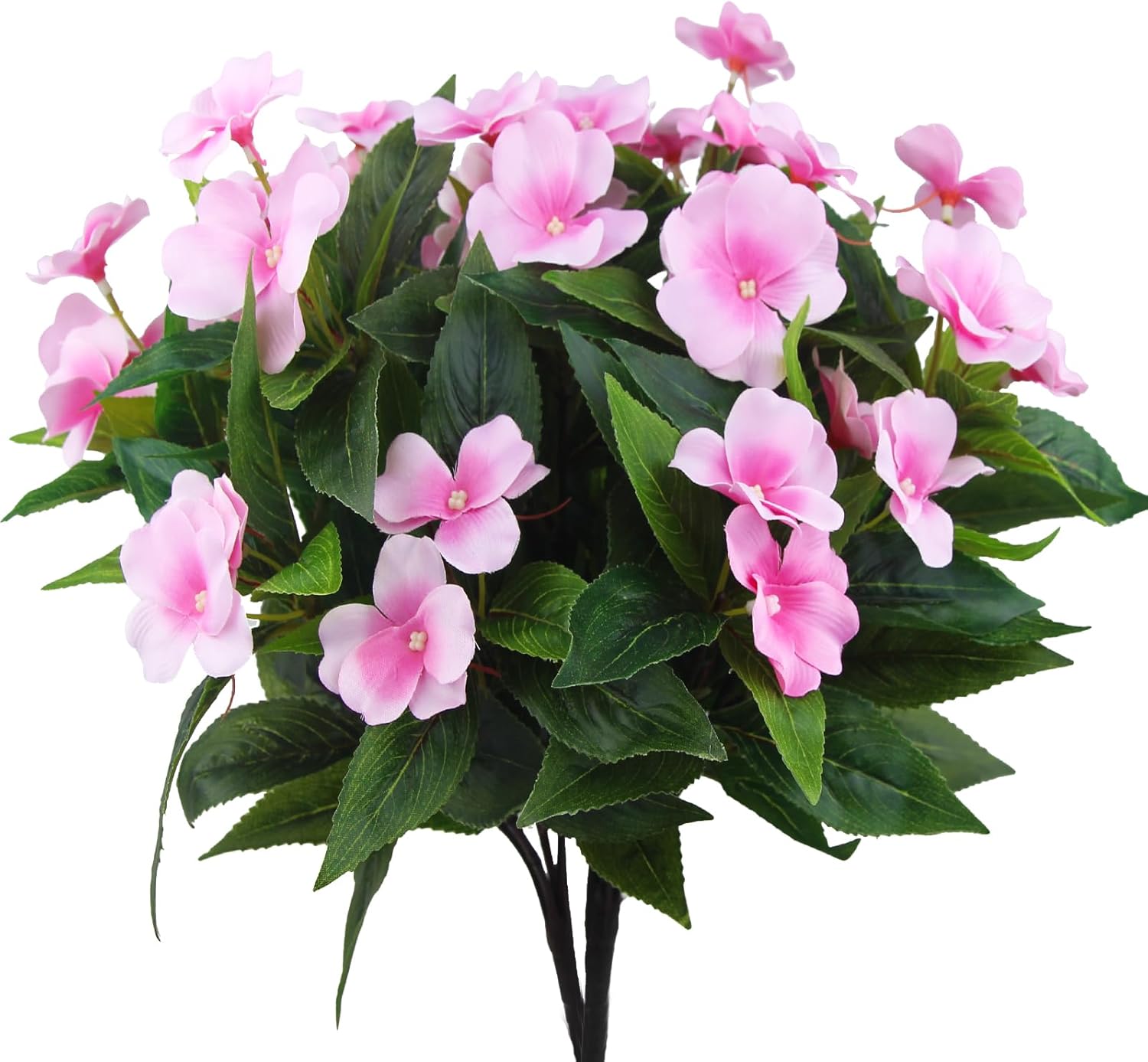 2 Branches Artificial Impatiens Flowers for Outdoor Decor