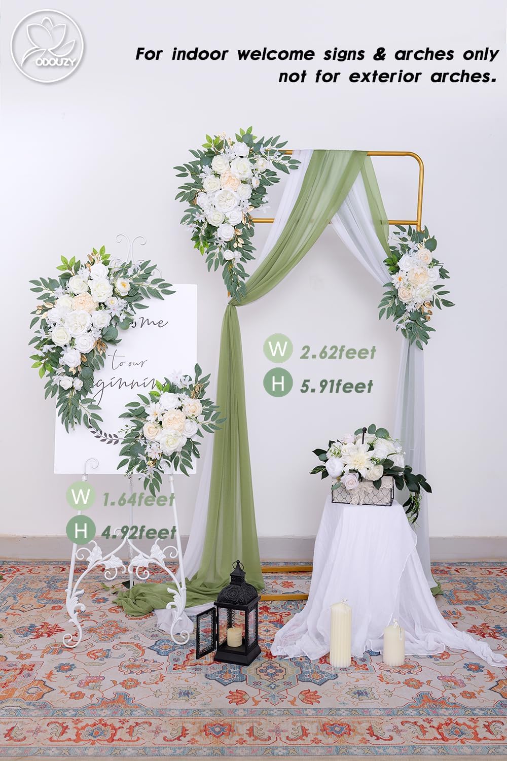Pack of 2 Artificial Wedding Arch Flowers Decorations Reusable White