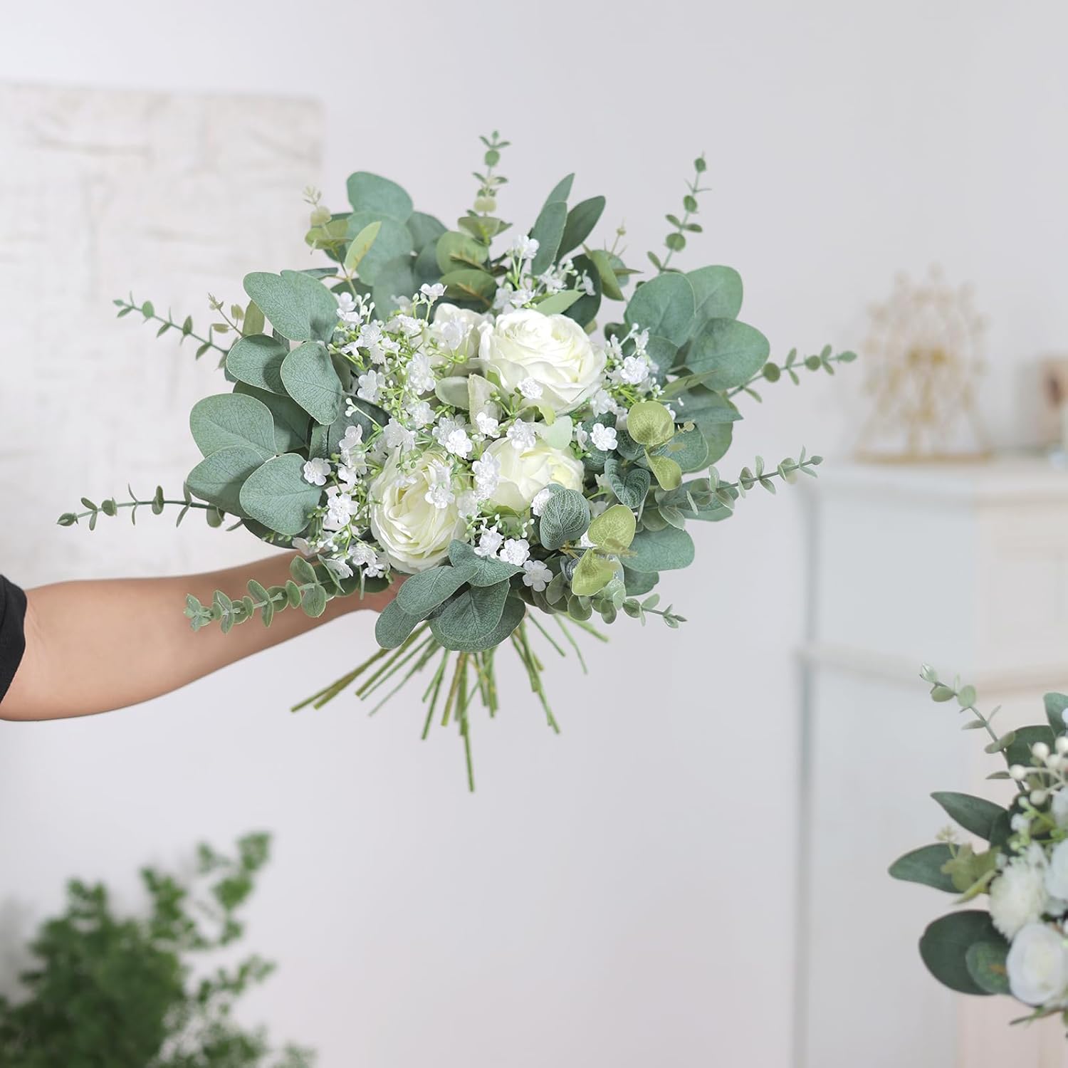 110 Pcs 7 Kinds Mixed Artificial Eucalyptus Stems and Flowers