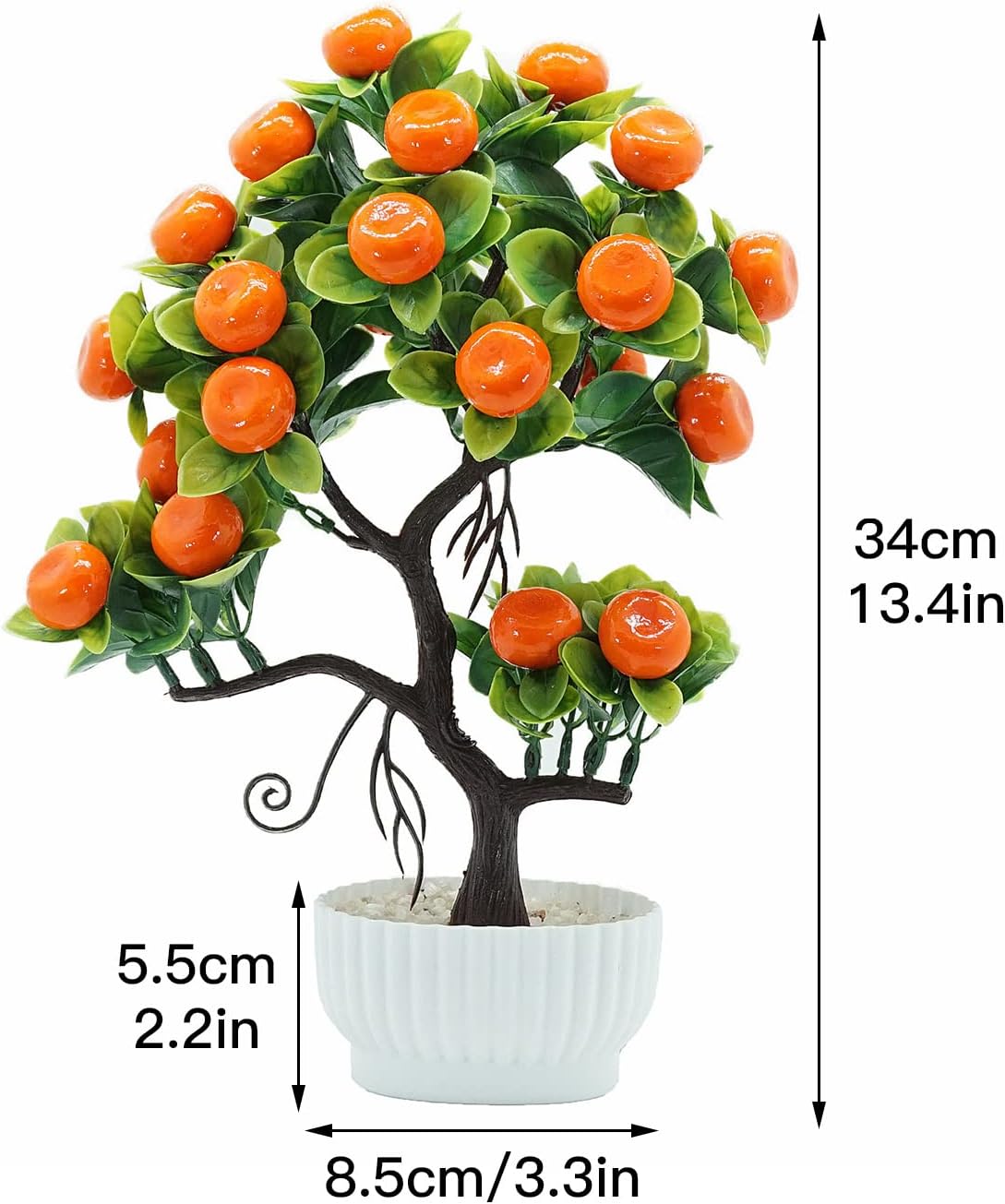 14 Inch Faux Orange Tree Bonsai with Vase and Pot