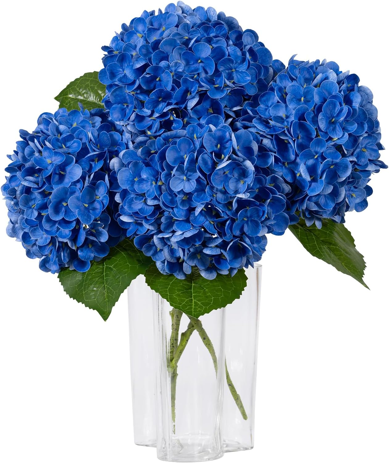 DuHouse 3Pcs Real Touch Hydrangea Artificial Flowers in Royal Blue