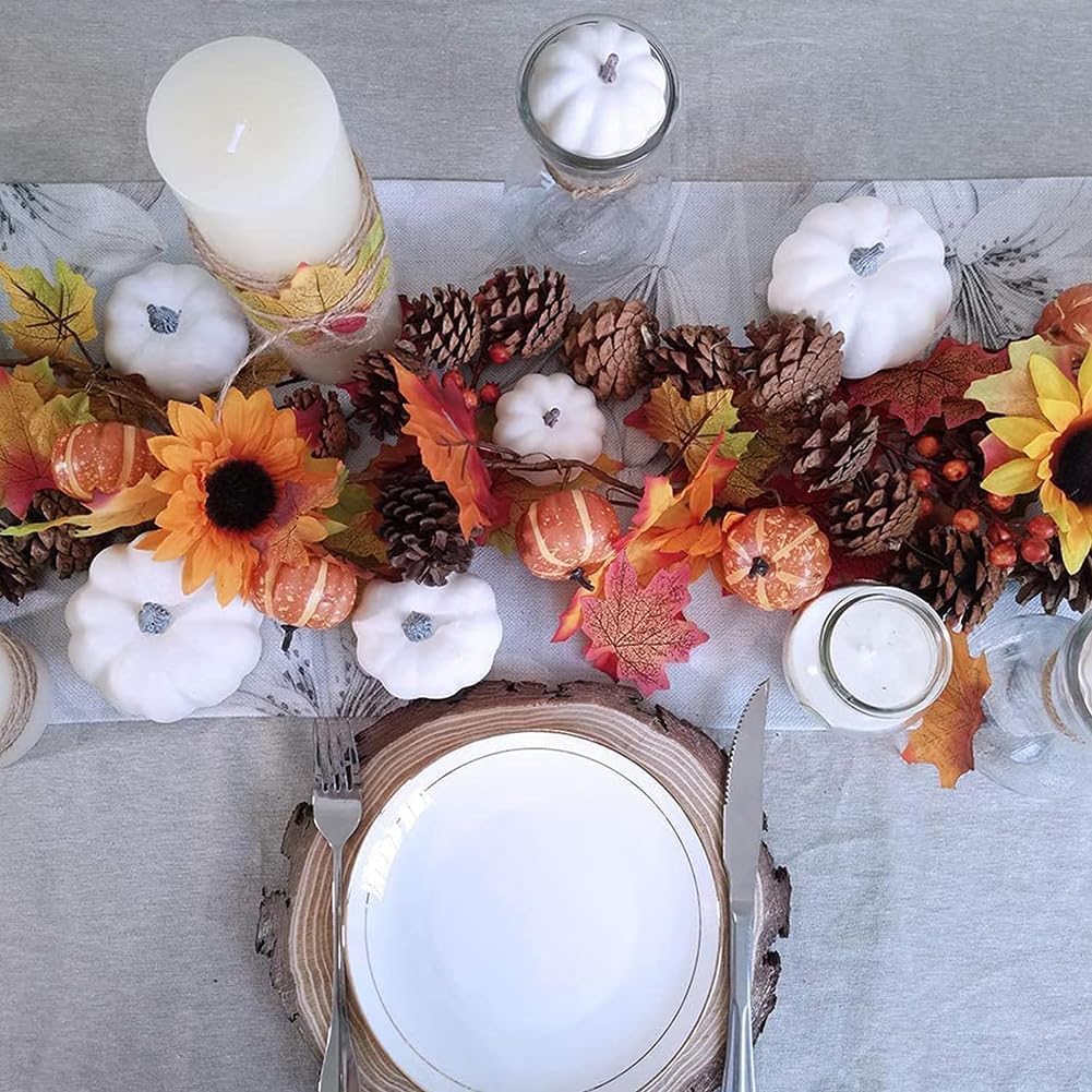 YUNXIASW Artificial White Pumpkin 12PCS Foam Fall Decor