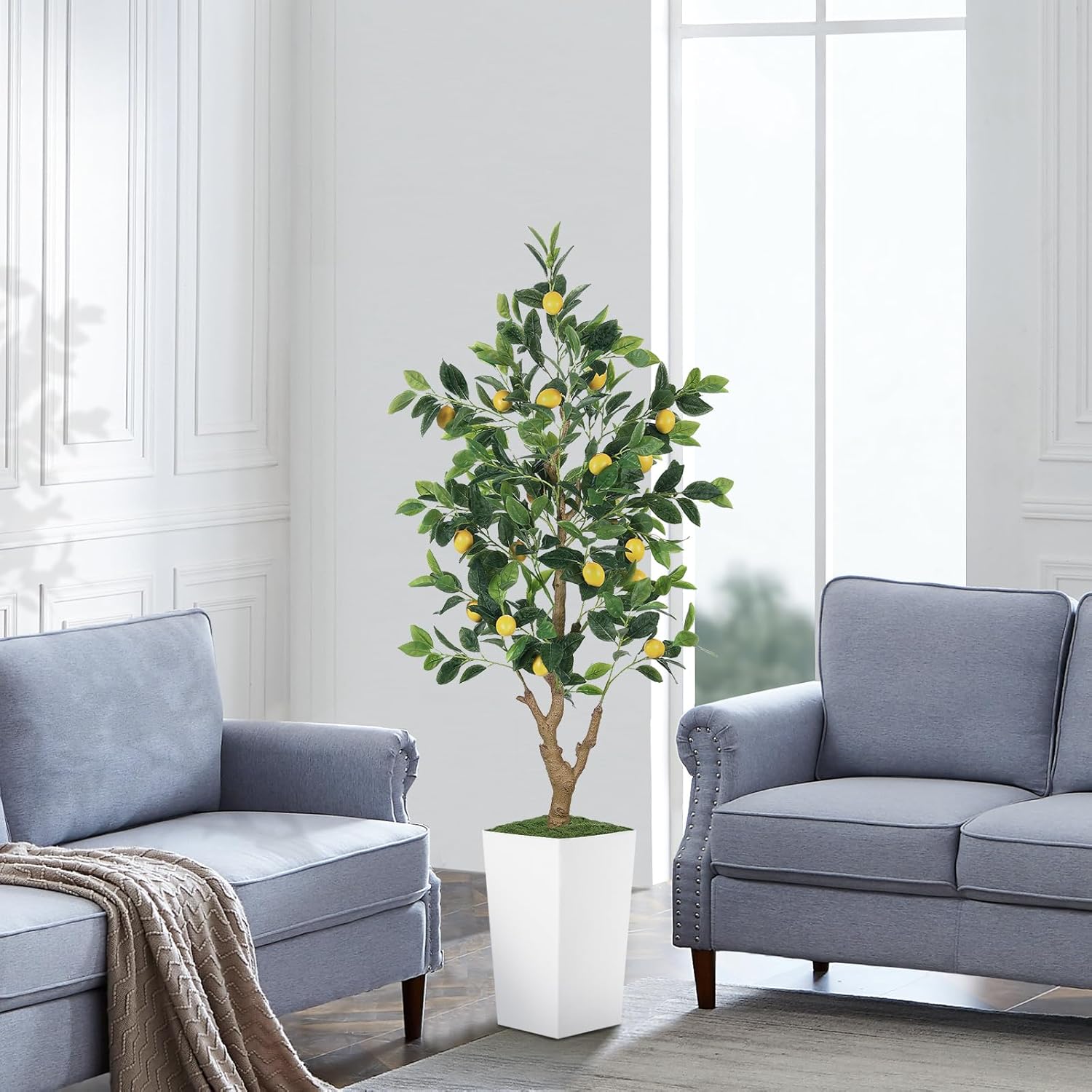 5FT Artificial Lemon Tree with Pot - Tropical Decor