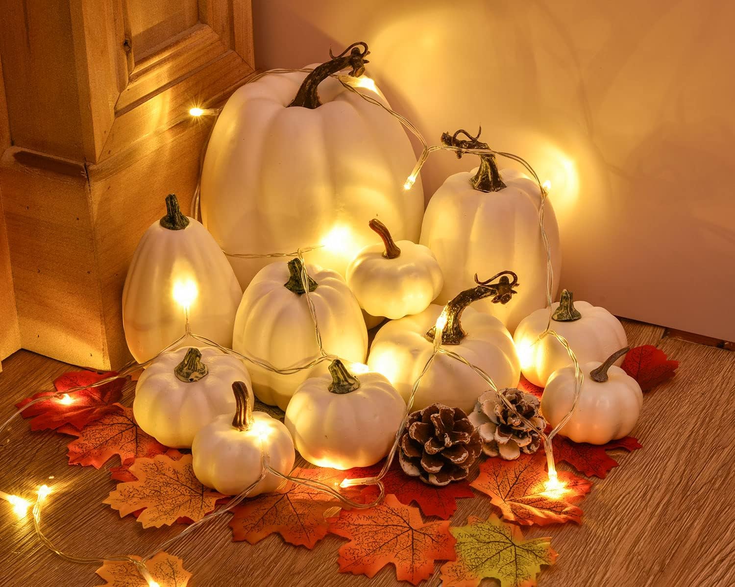 DearHouse 63Pcs Artificial Fall Pumpkins Decoration Set