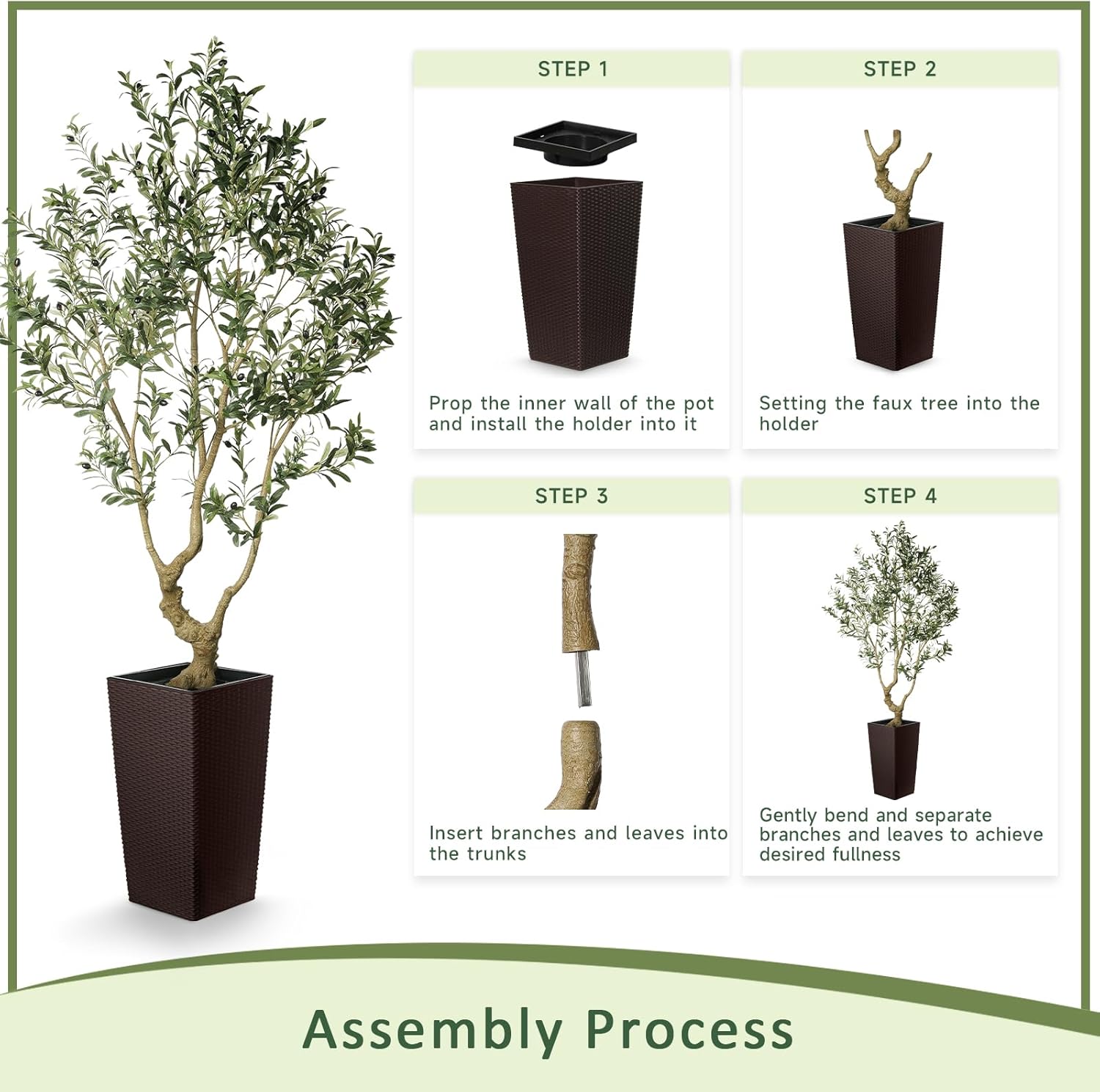 LYERSE Faux Olive Tree 7ft Artificial Indoor Decor