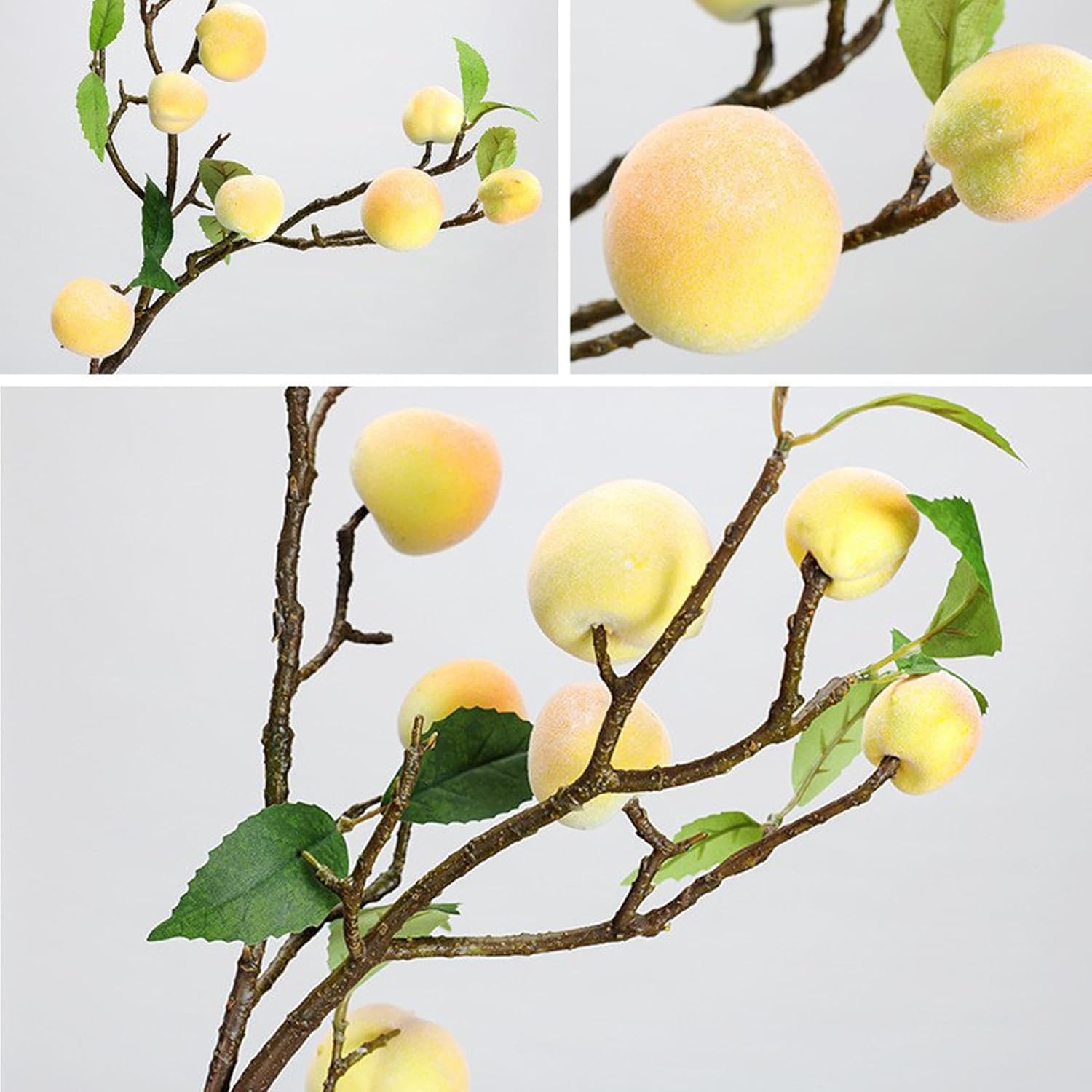 NFNSIG Artificial Peach Tree Branches with Peaches and Green Leaves