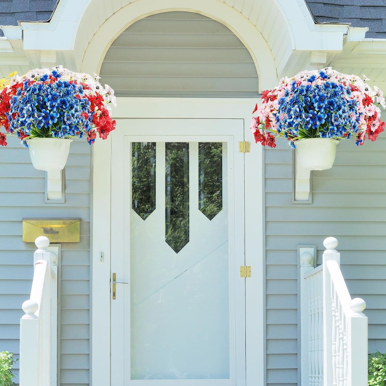 22 Bundles Artificial Flowers for Outdoor Decor Blue