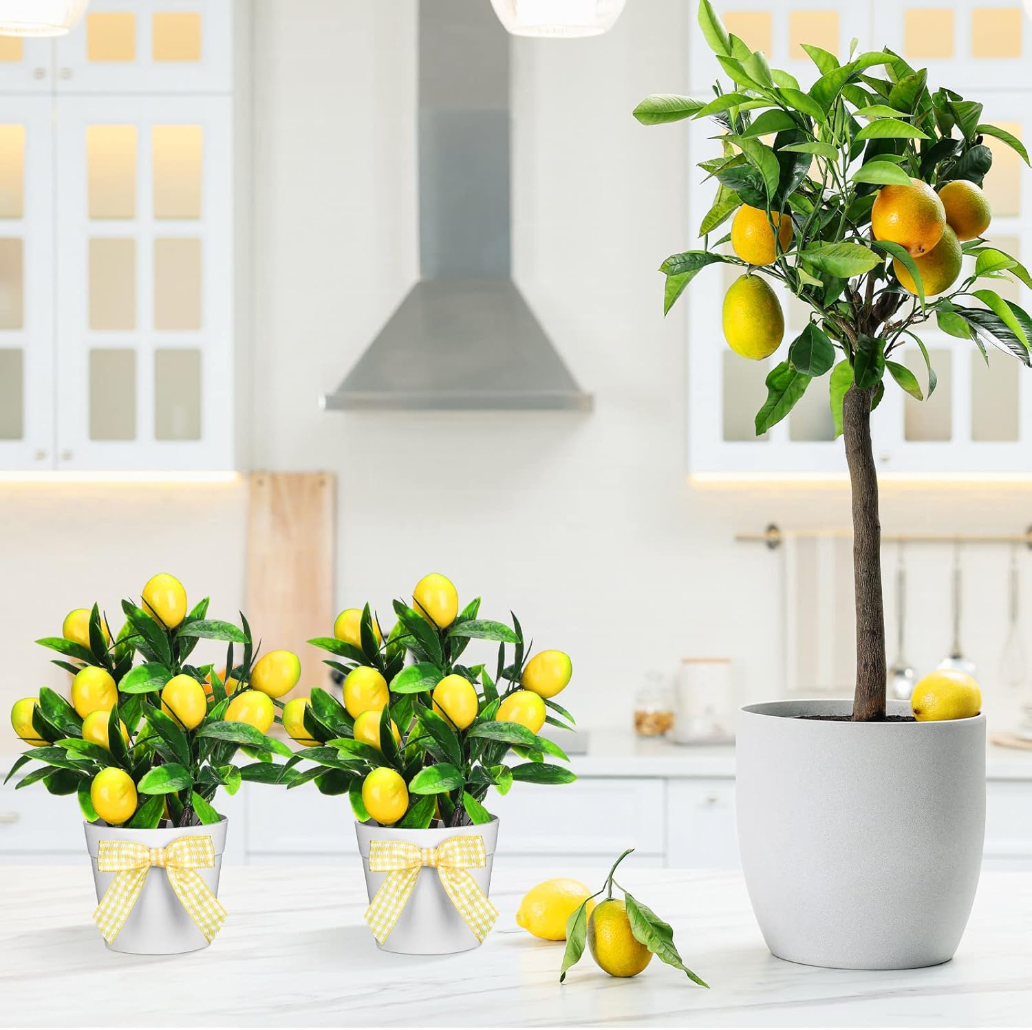 Jexine 3 Pack Lemon Tiered Tray Decor Set