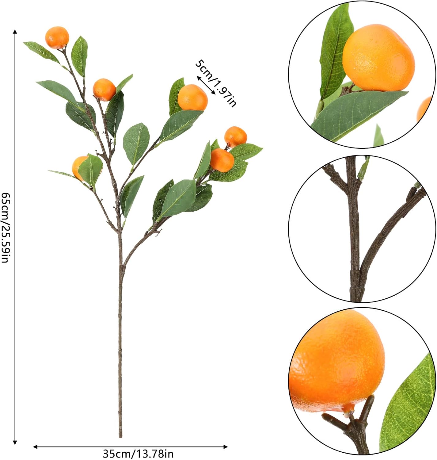 Asodomo 3 Pcs Artificial Tangerine Branches