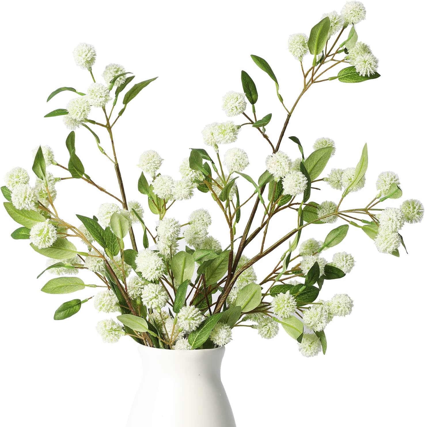 MelorcaGuilla Artificial Plants 4PCS 354 Inch Green Faux Branches for Vase