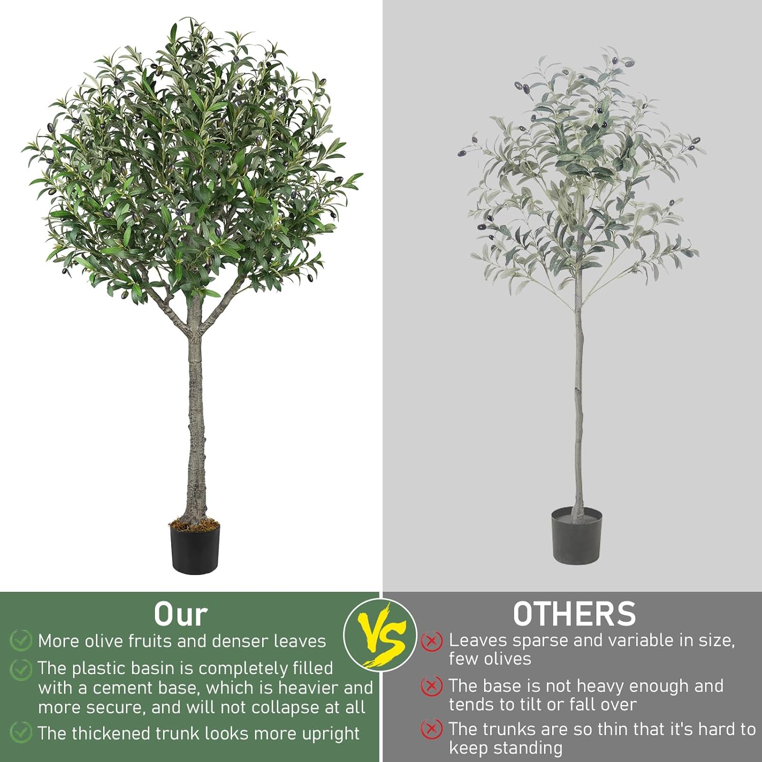 Fairblo 6 FT Artificial Olive Tree with 2100 Leaves and 80 Fruits