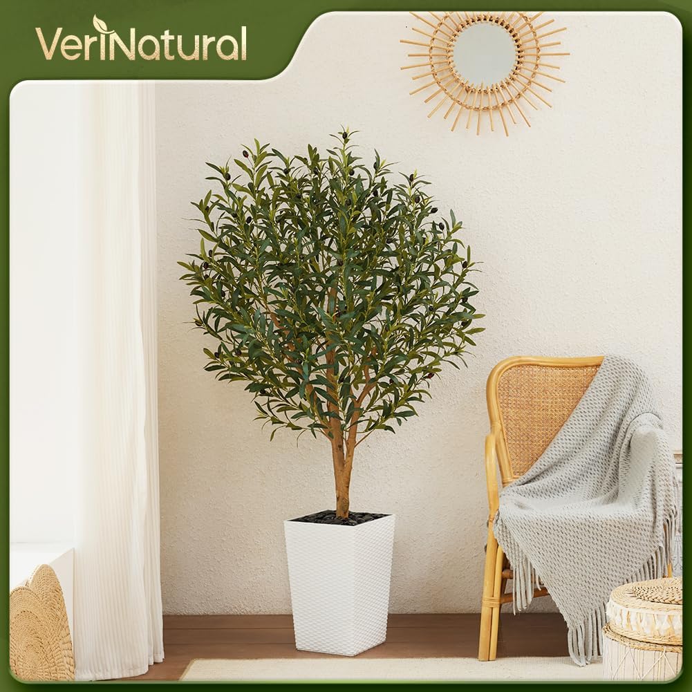 Artificial Olive Tree 5FT Real Wood Trunk UV Resistant