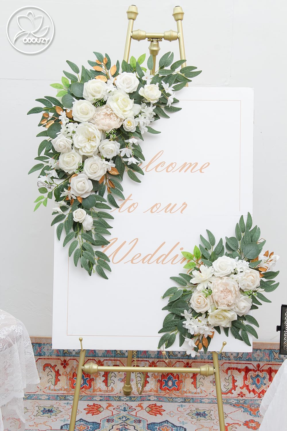 Pack of 2 Artificial Wedding Arch Flowers Decorations Reusable White