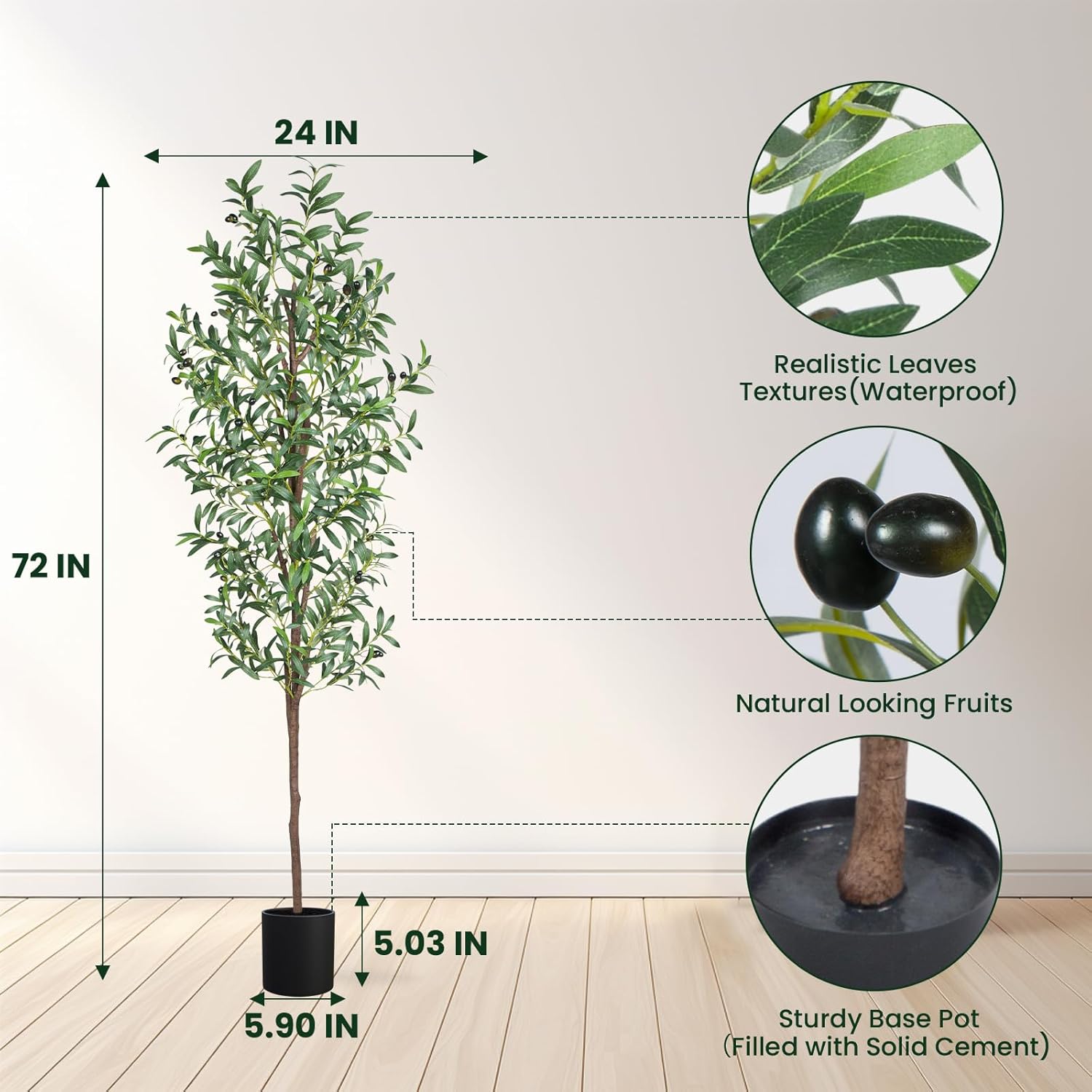 CETRD Realistic Artificial Olive Tree 6FT Tall