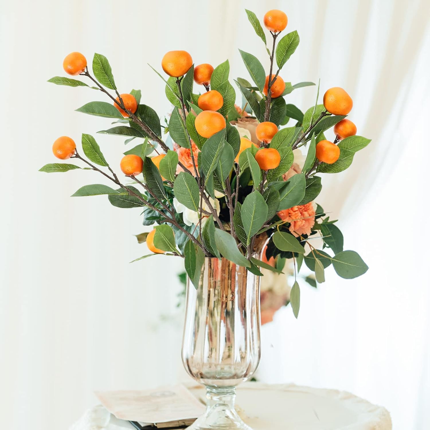 Asodomo 3 Pcs Artificial Tangerine Branches