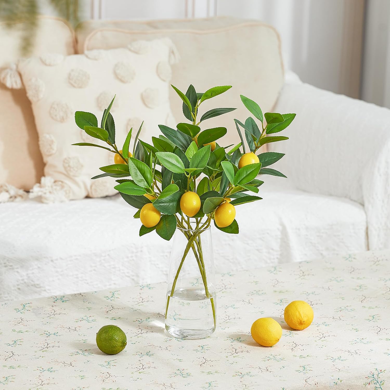 3 Pcs Artificial Lemon Branches 18 Inch Lemon Tree Decor