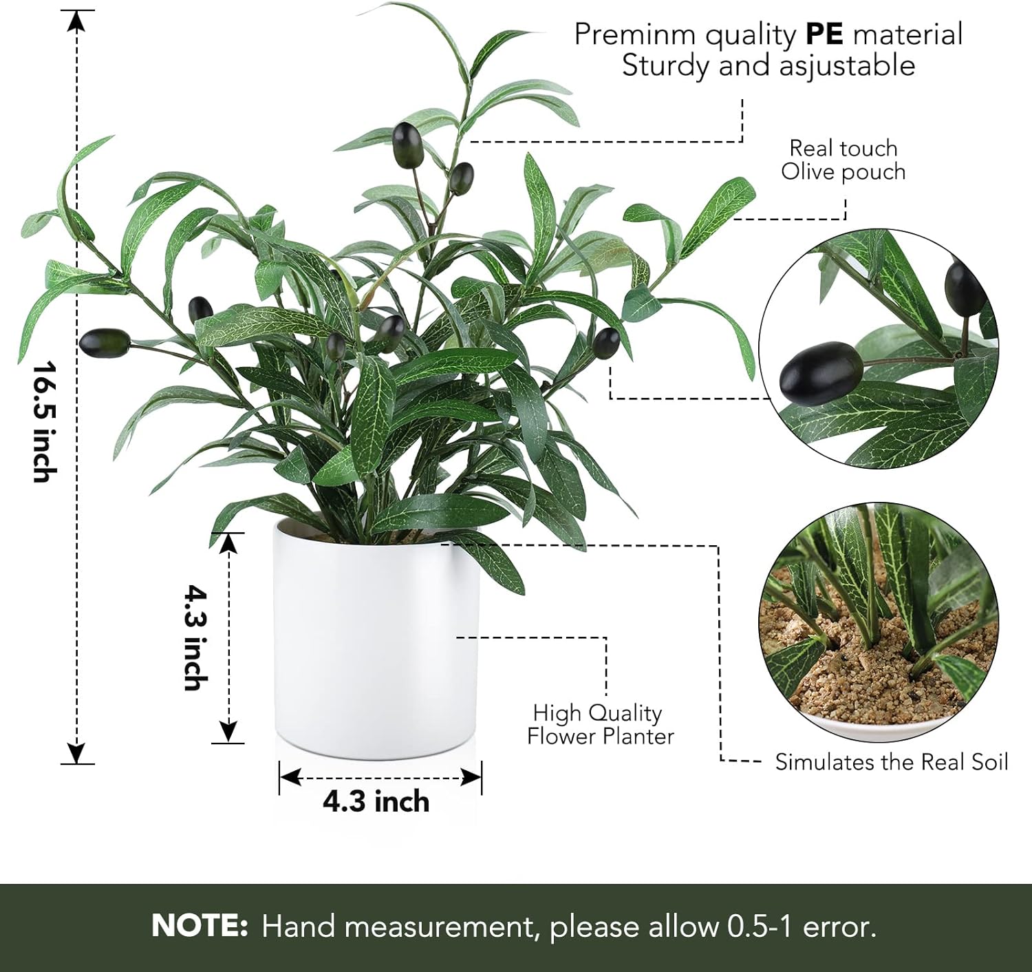 AceList Artificial Mini Olive Tree with Realistic Fruits and Leaves