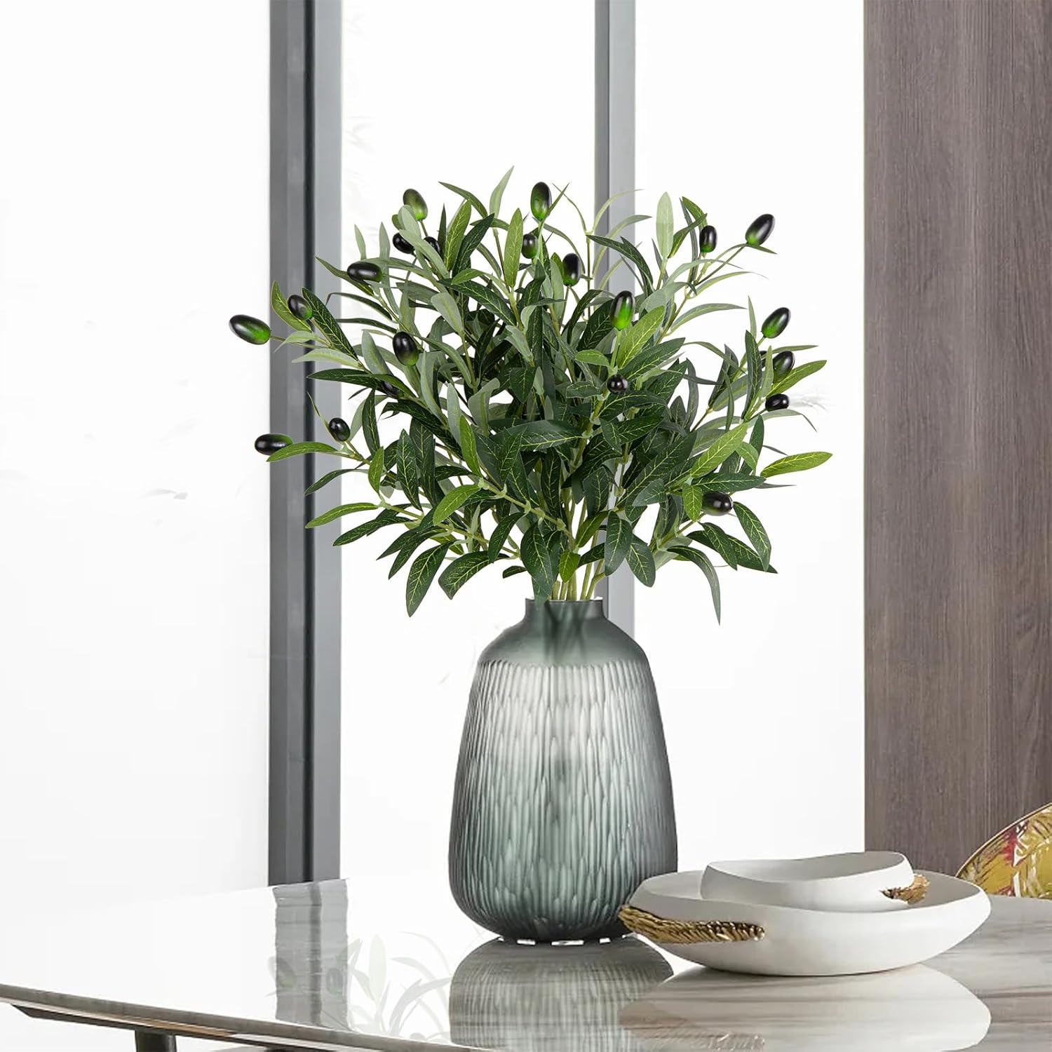 XONOR Artificial Olive Branches 6Pcs 16 Inch Set