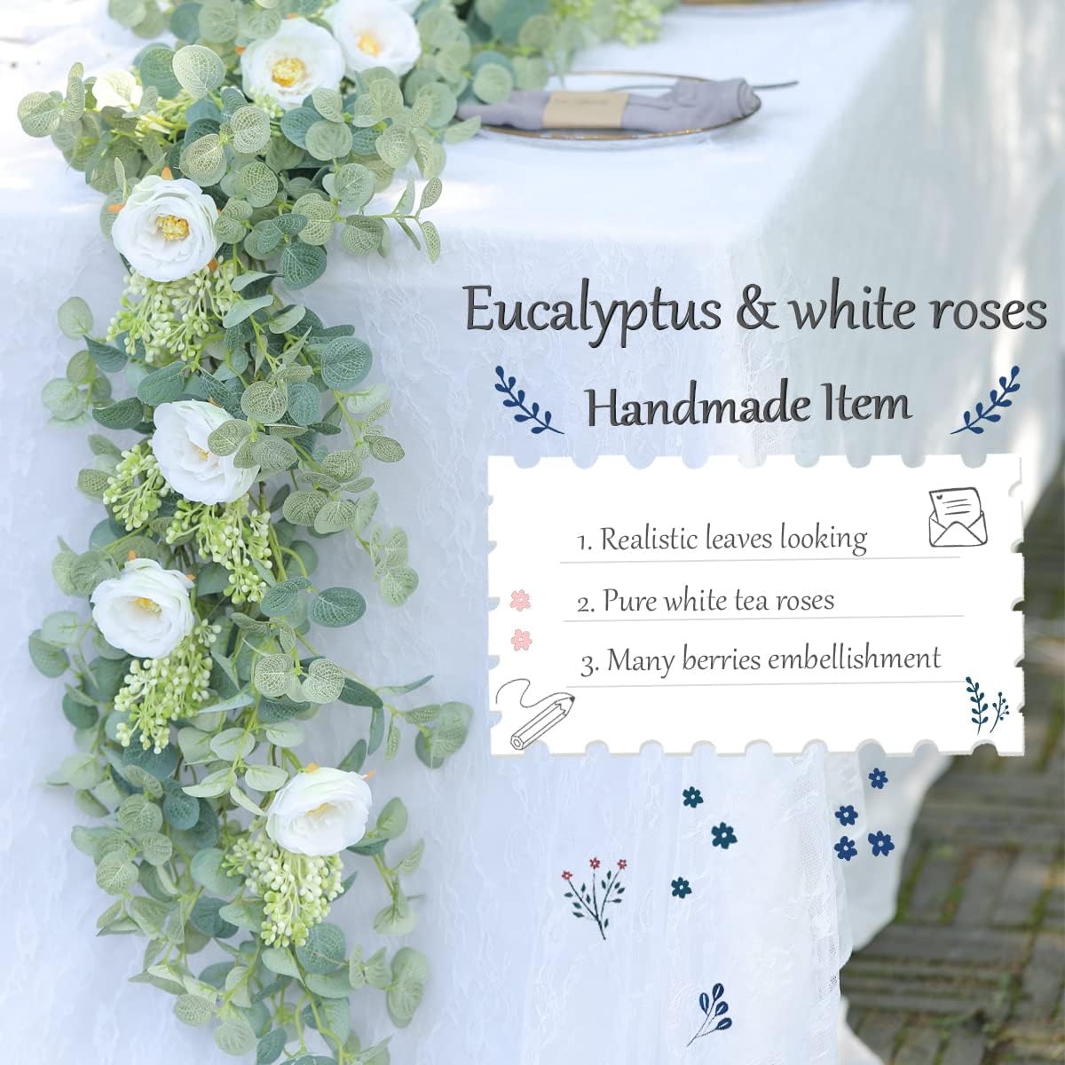 Party Joy 656ft Eucalyptus Garland with Flowers