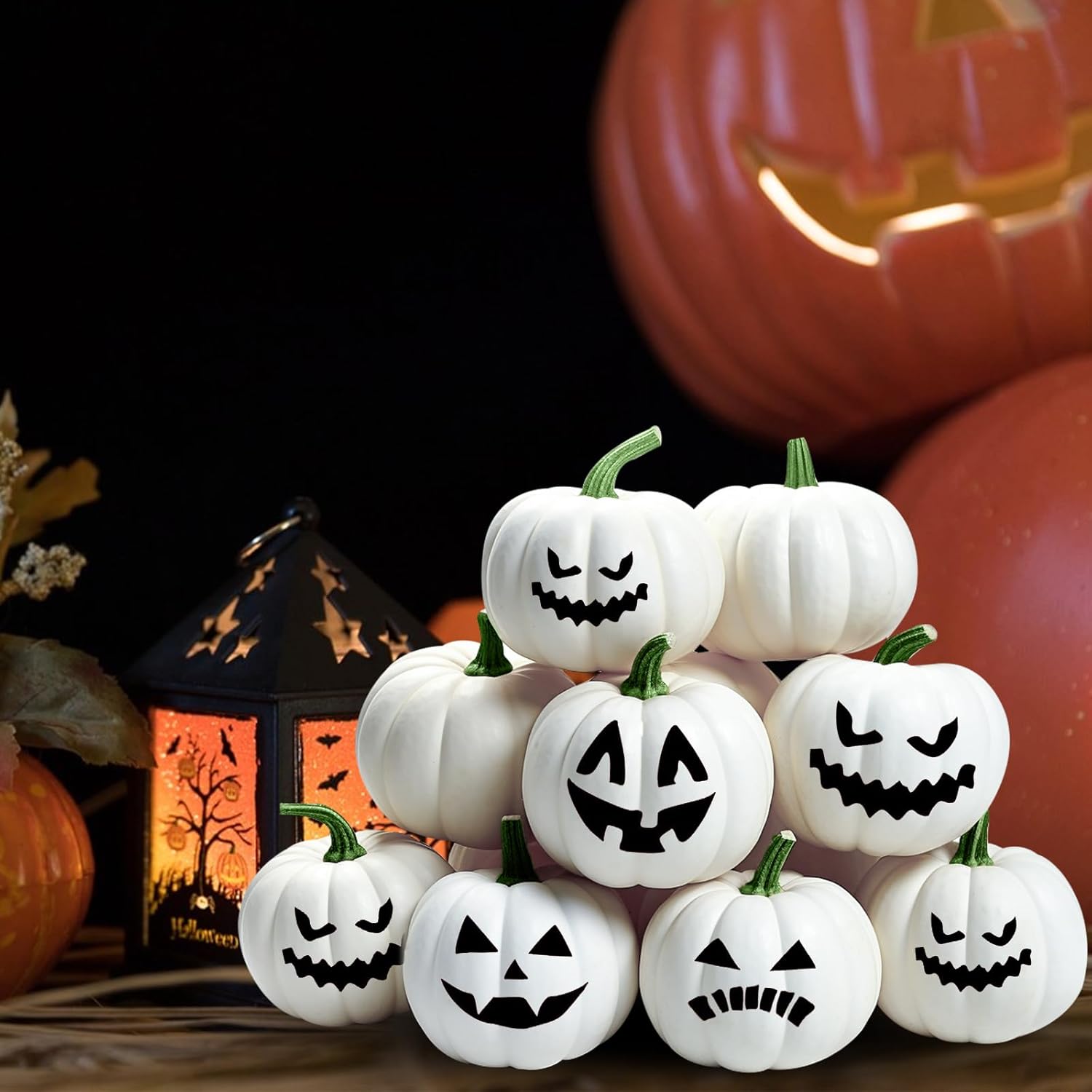 ShellKingdom Artificial Mini Pumpkin Decor 12PCS White