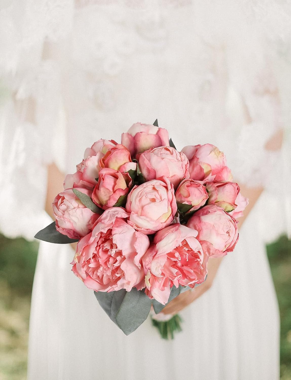Vintage Pink Peonies Artificial Flowers 2 Bouquets