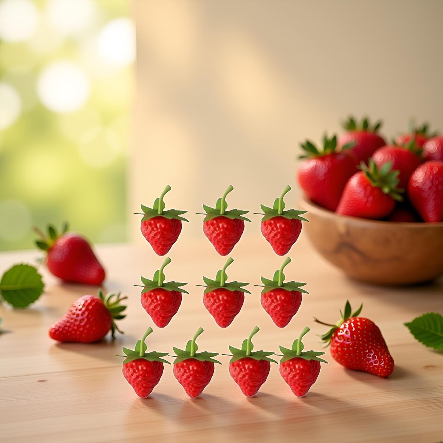 10 Pcs Realistic Plastic Artificial Strawberries Decoration