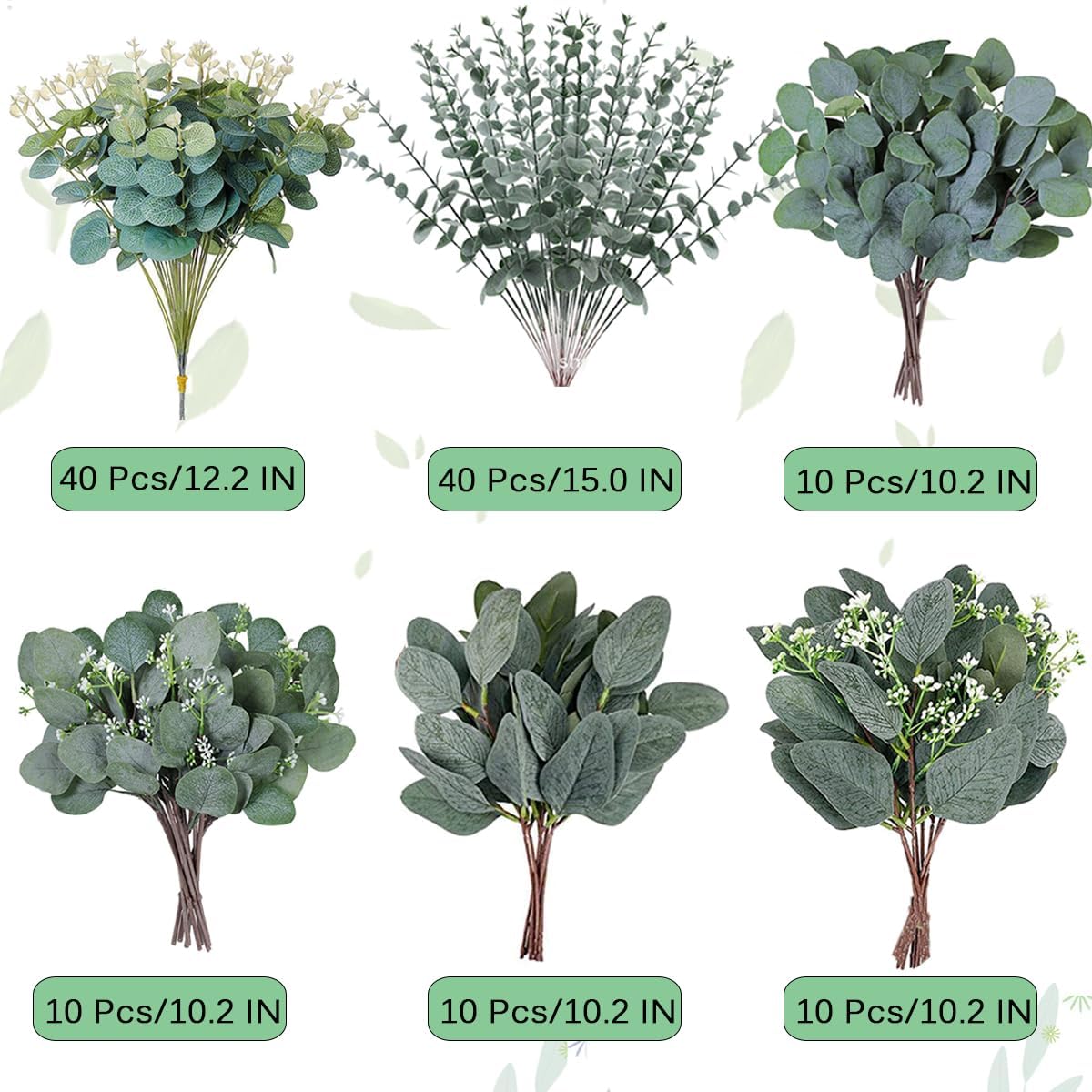120 Pcs Mixed Eucalyptus Leaves Stems for Wedding Decor