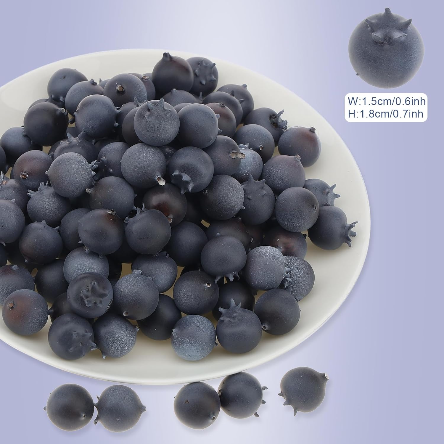 100Pcs Artificial Blueberries DIY Decor Fruit Display