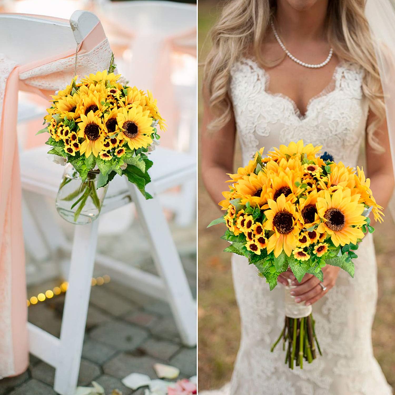 Lvydec Artificial Sunflower Bouquet 2 Pack