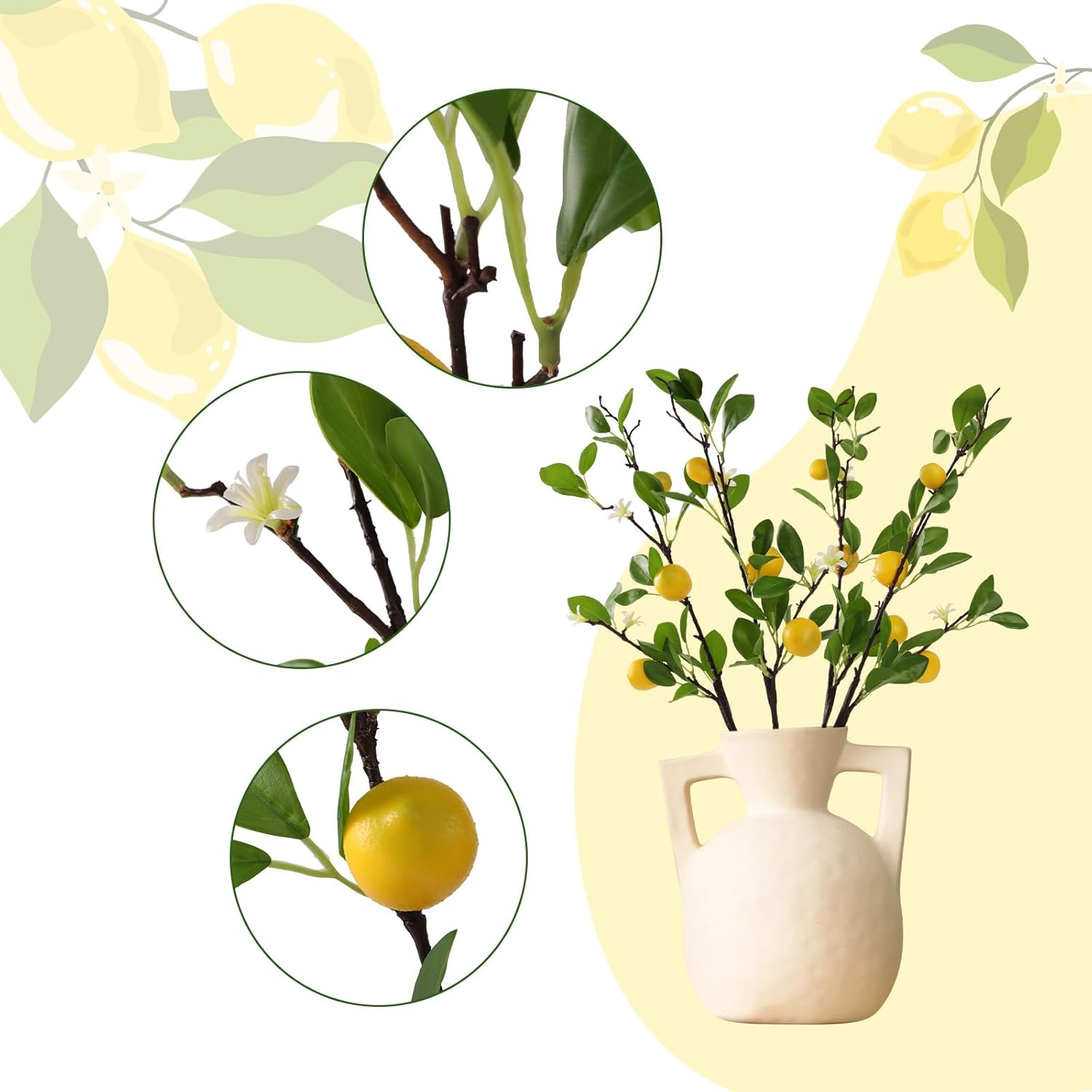 ucky Artificial Lemon Branches 4pcs 27 Inch