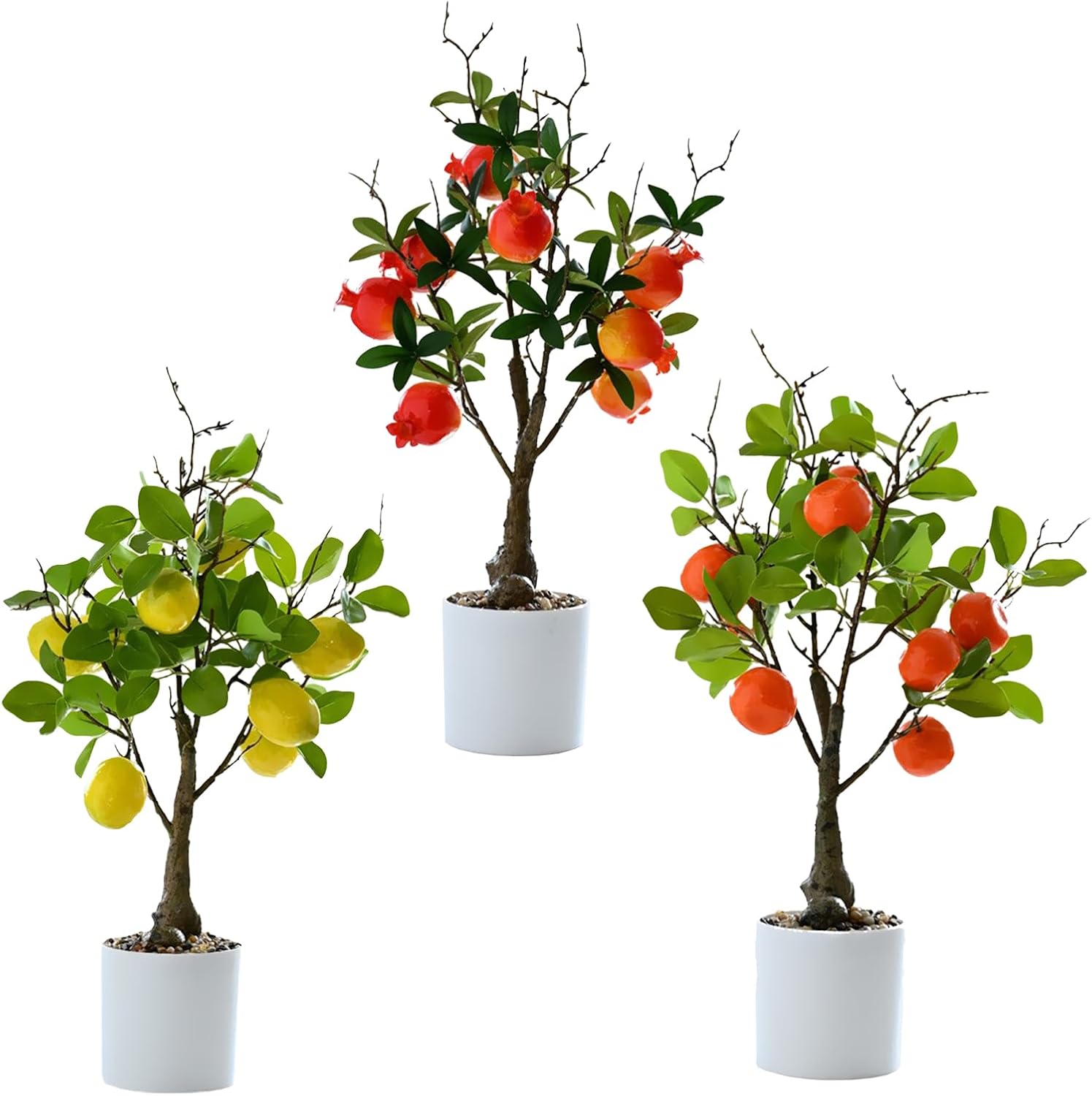 Premium Artificial Lemon Tree Bonsai with White Pot