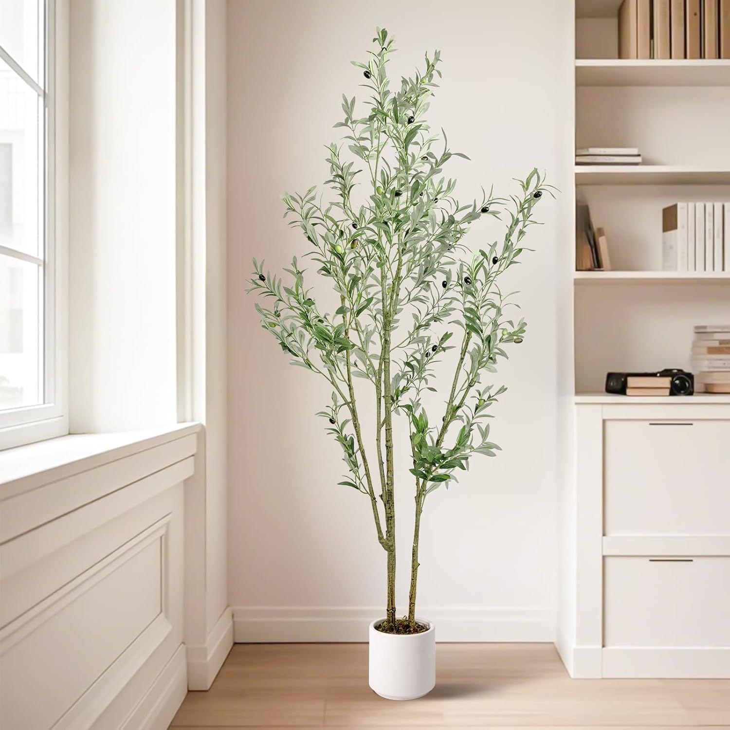 Realistic Artificial Olive Tree 6FT with White Planter