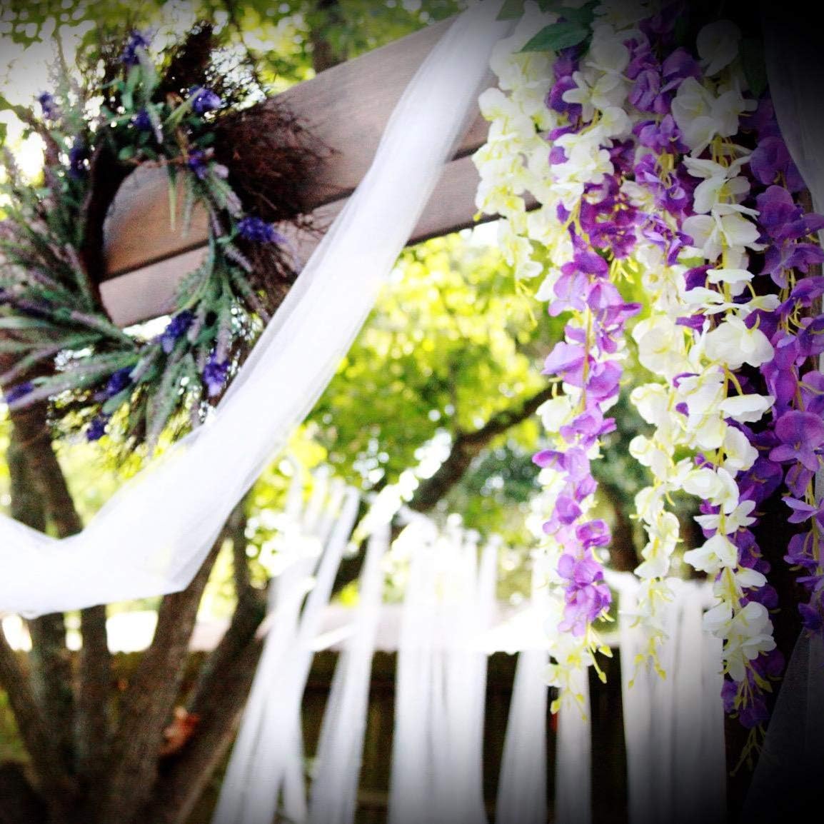 6 Pack Artificial Wisteria Vine Hanging Garland Purple