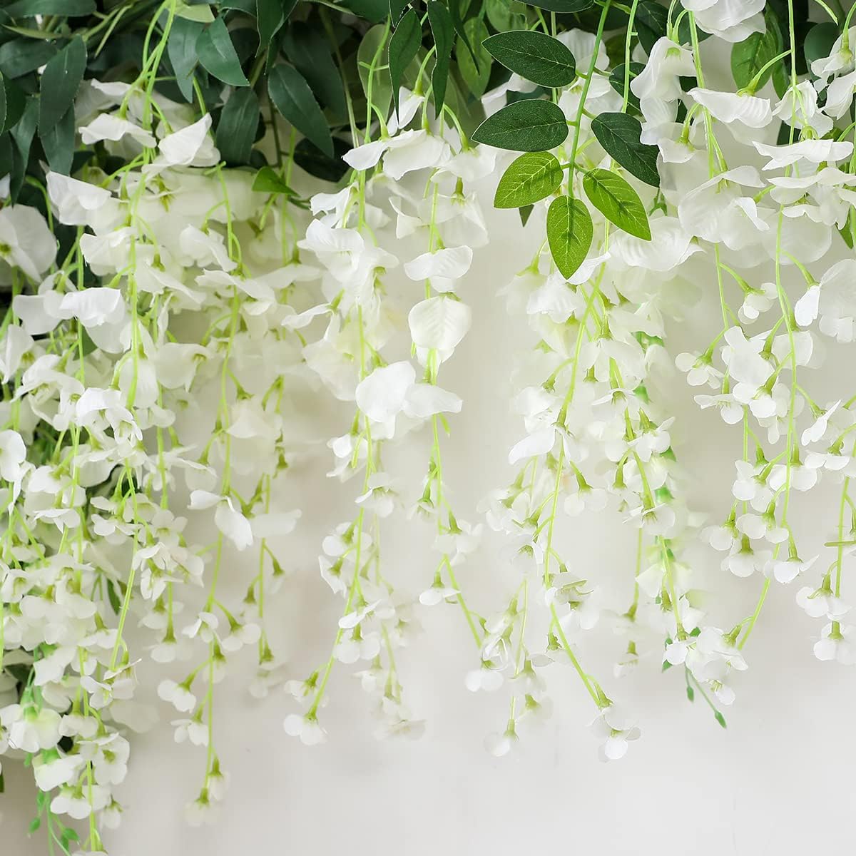 JUSTOYOU 3PCS 7FT Artificial Wisteria Garland White