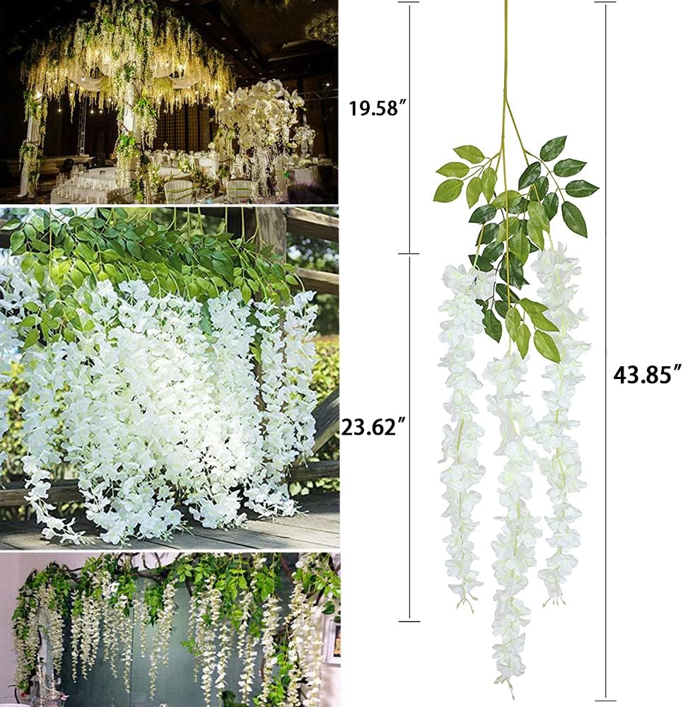 WEISPARK Artificial Wisteria Vine Garland - 12 Pieces 375 Feet Each