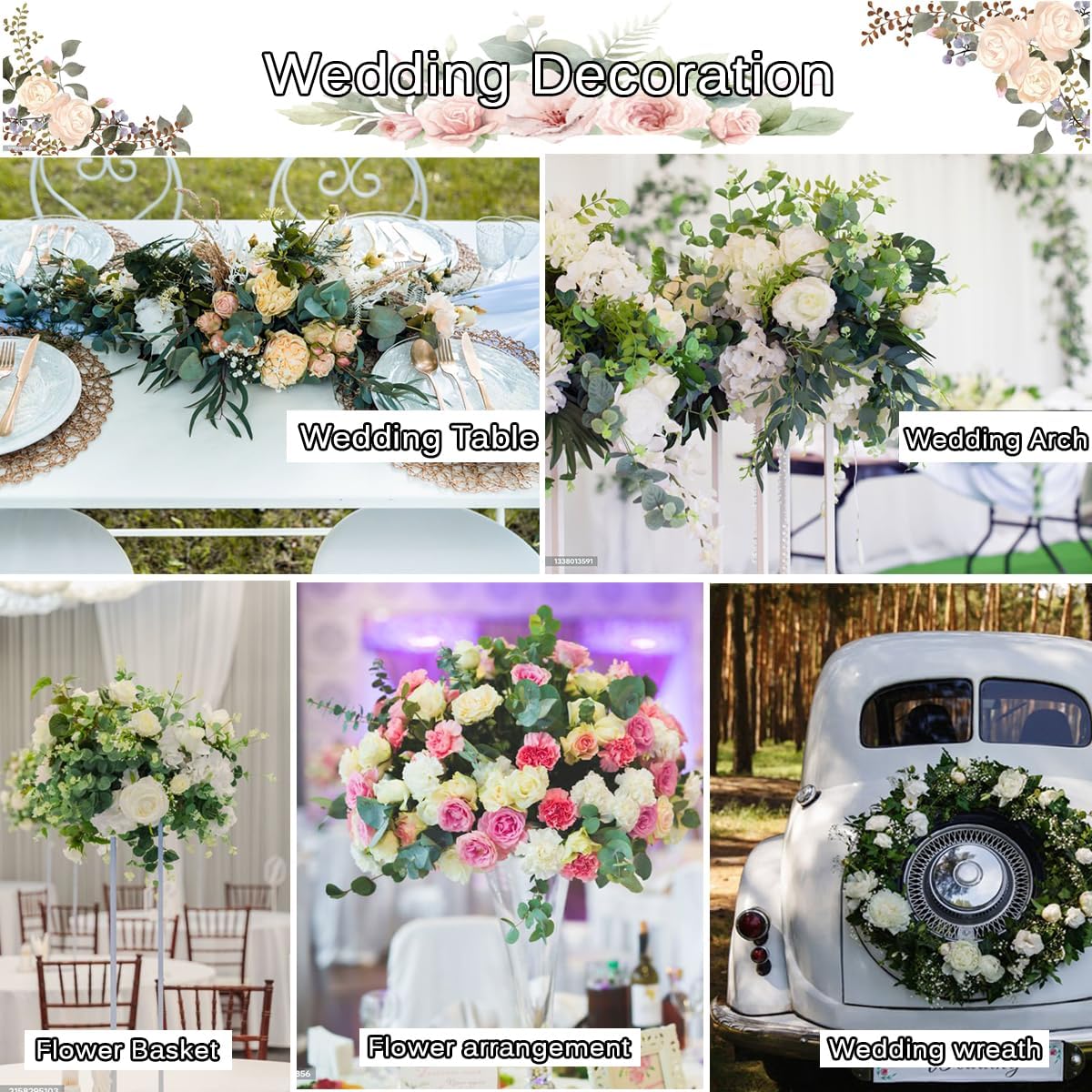 120 Pcs Mixed Eucalyptus Leaves Stems for Wedding Decor