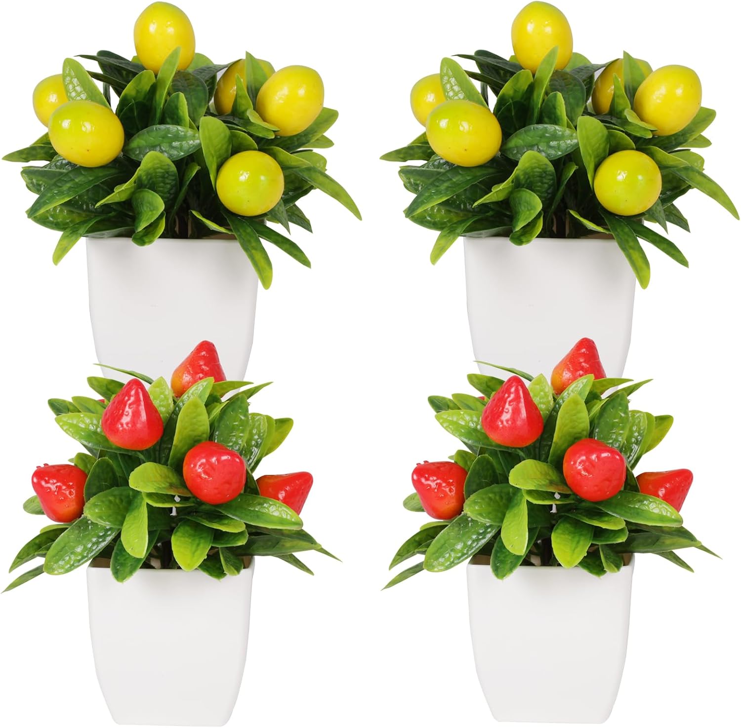 4 Piece Fake Potted Plants with Artificial Fruit and Greenery