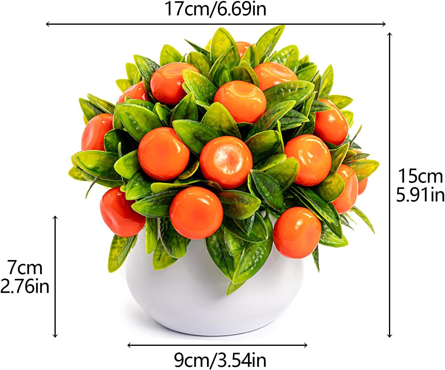 2pcs Artificial Tangerine Potted Plants for Indoor Decor