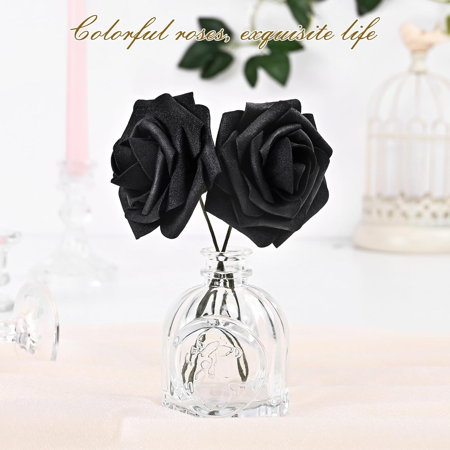 BLEUM CADE 16Pcs Artificial Flowers Fake Roses with Stems