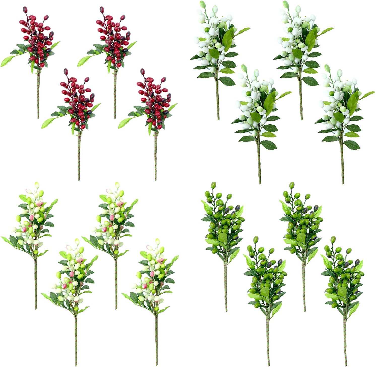 MISNODE 4PCS Artificial Olive Branches with Fruits 1