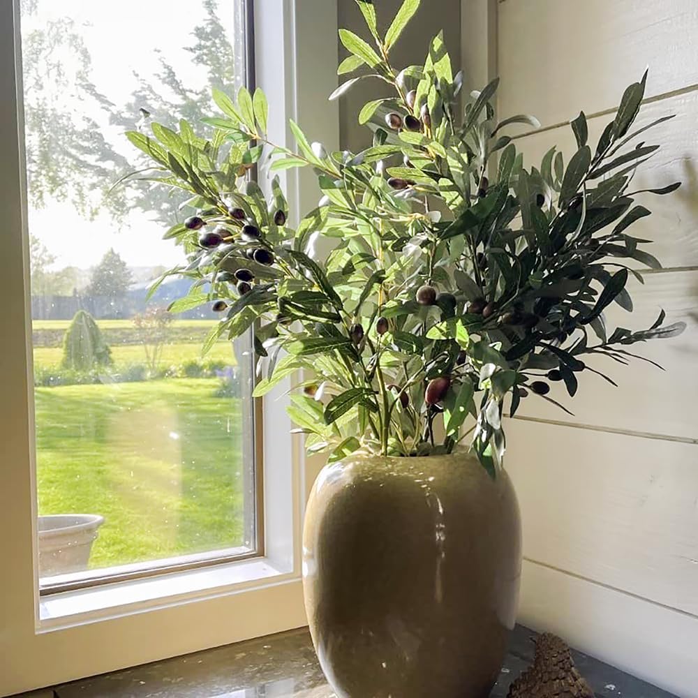 5 Pack Artificial Olive Branches for Vase Decoration