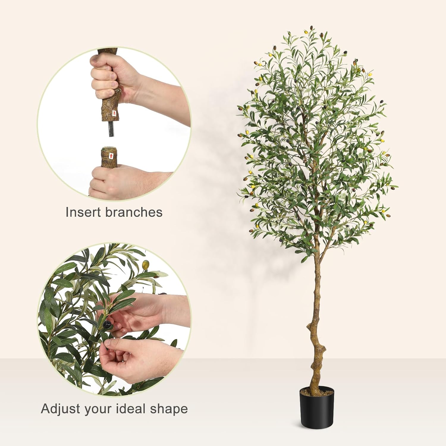 IDEALHOUSE 7FT Artificial Olive Tree with Realistic Trunk and Fruits