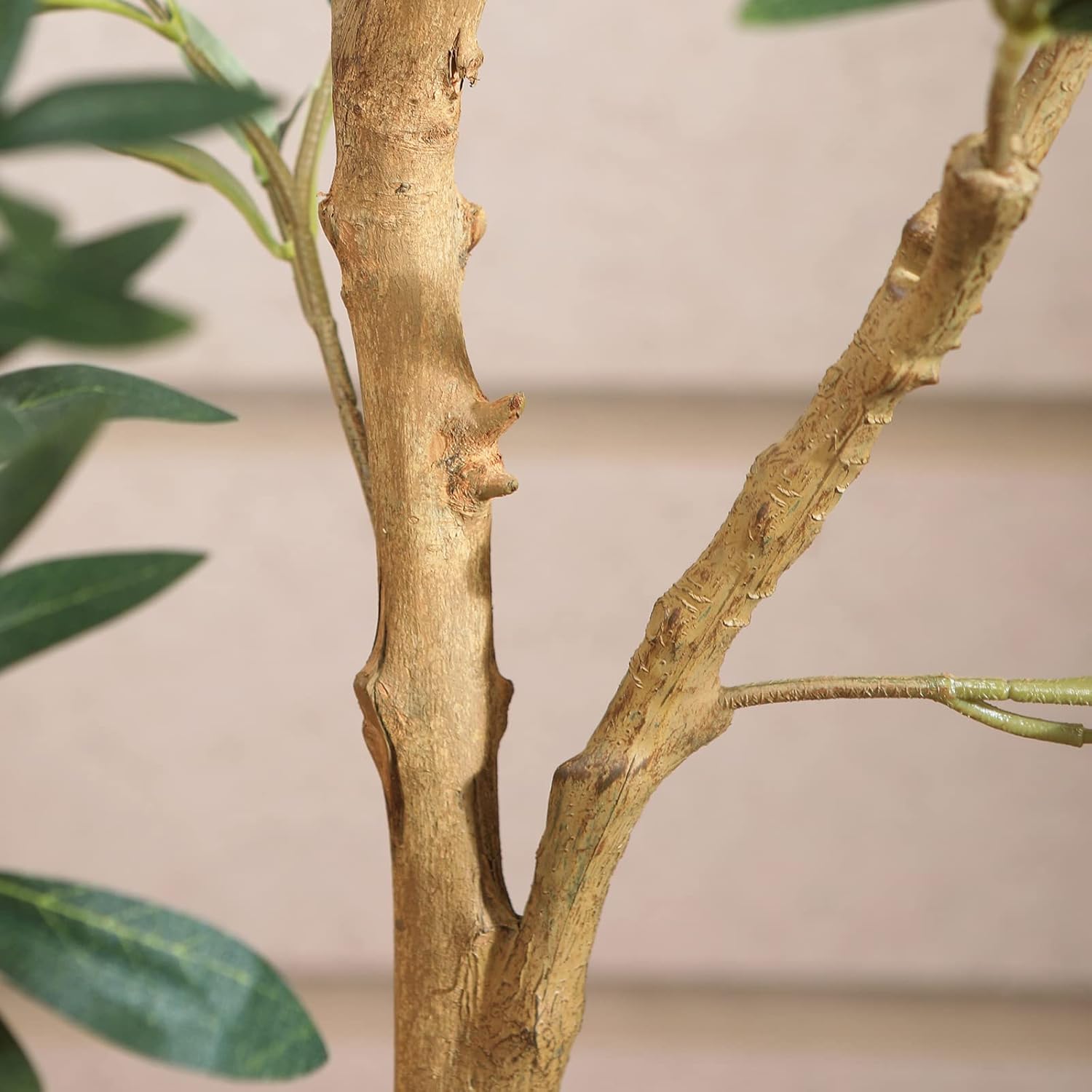 Realistic 6FT Artificial Olive Tree with Wood Trunk and Fruits