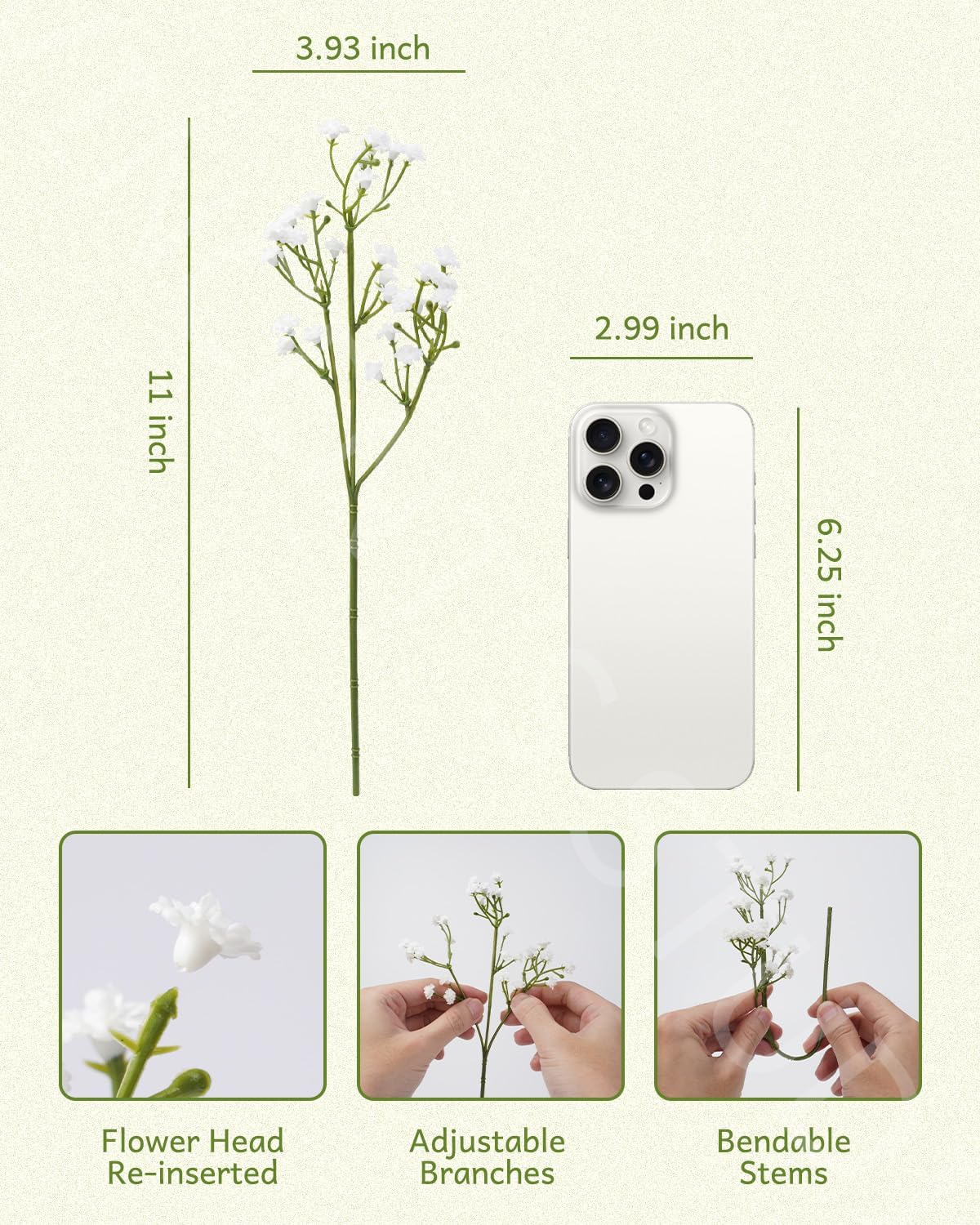 24Pcs Artificial Babys Breath Flowers for Wedding Decor DIY