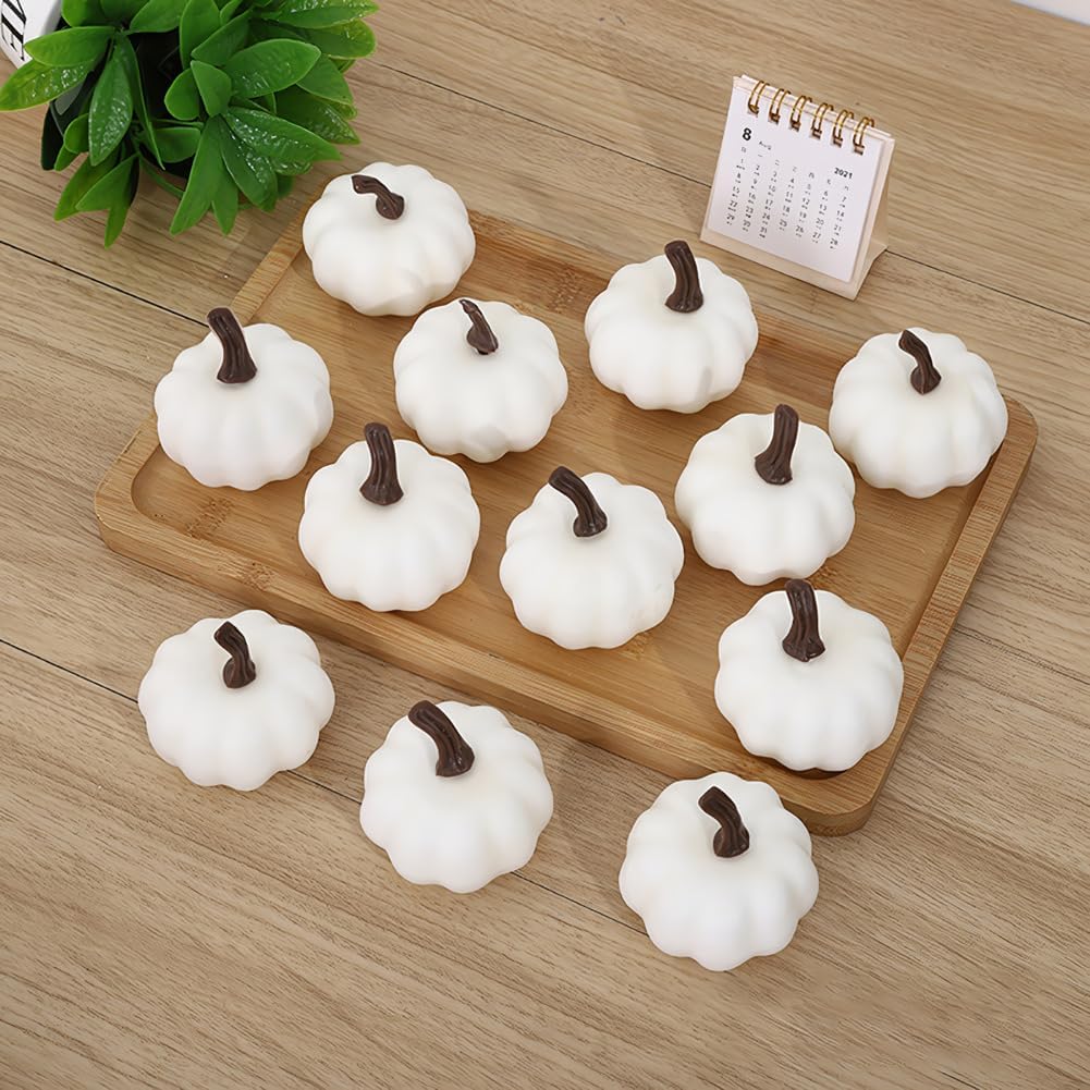 YUNXIASW Artificial White Pumpkin 12PCS Foam Fall Decor