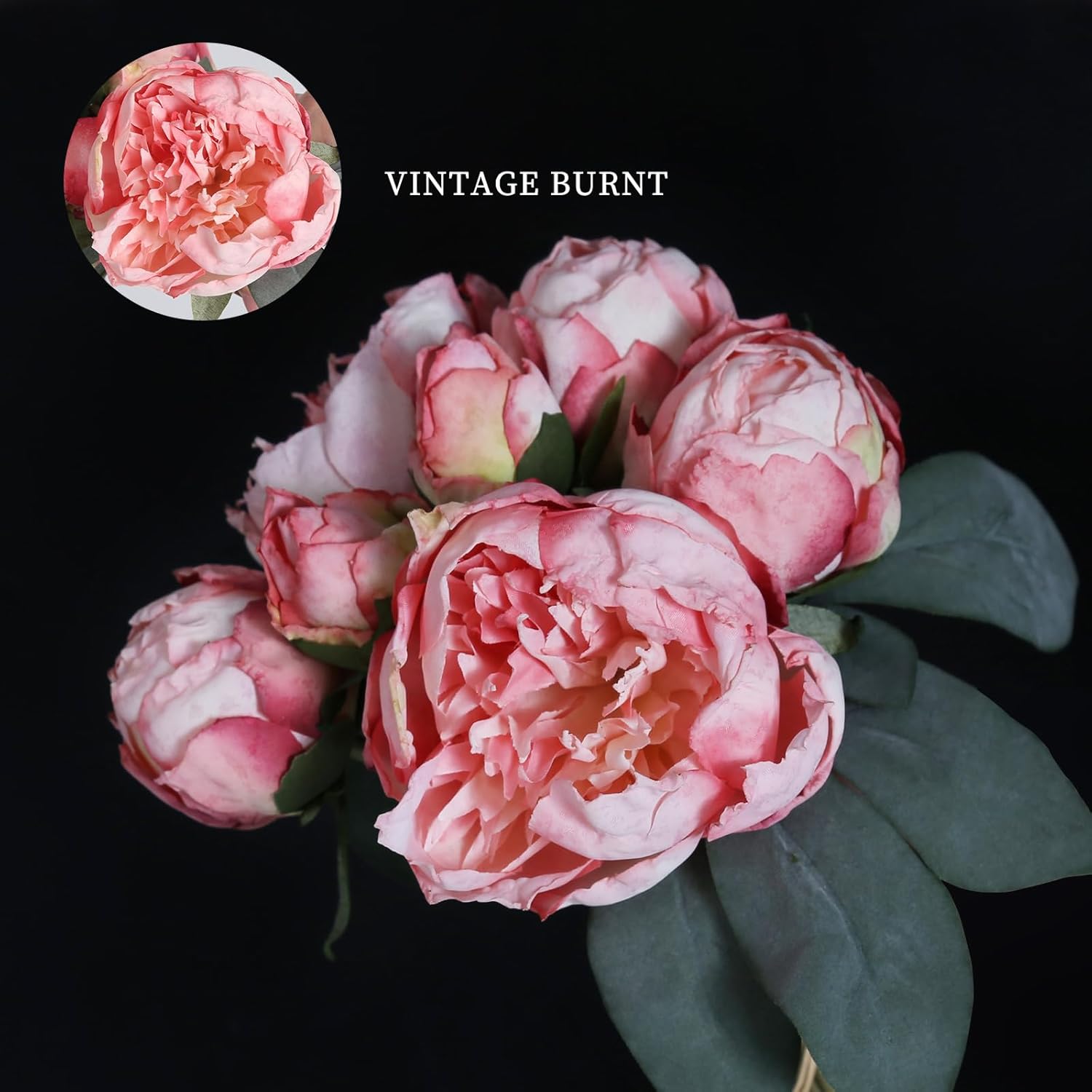 Vintage Pink Peonies Artificial Flowers 2 Bouquets