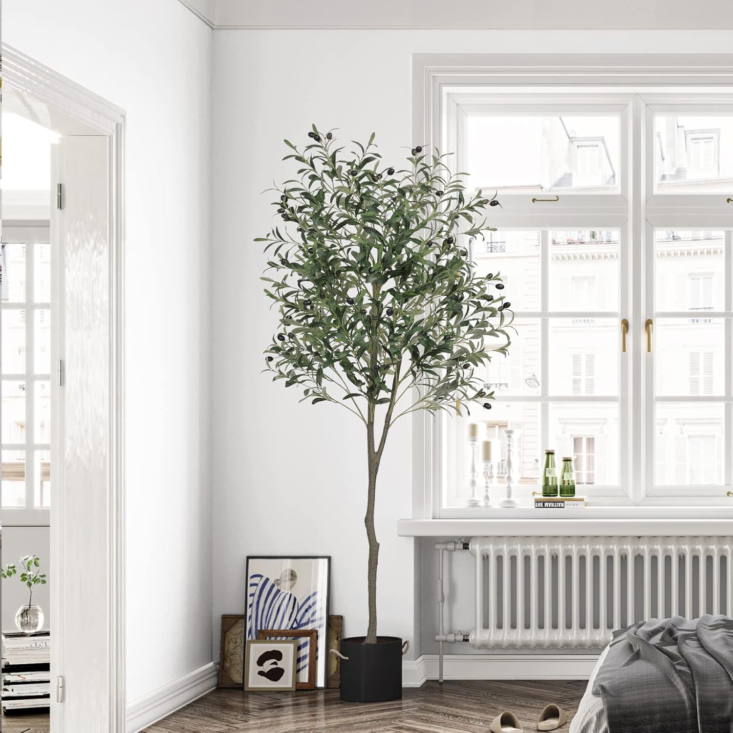 VIAGDO 6ft Artificial Olive Tree with Planter Decor