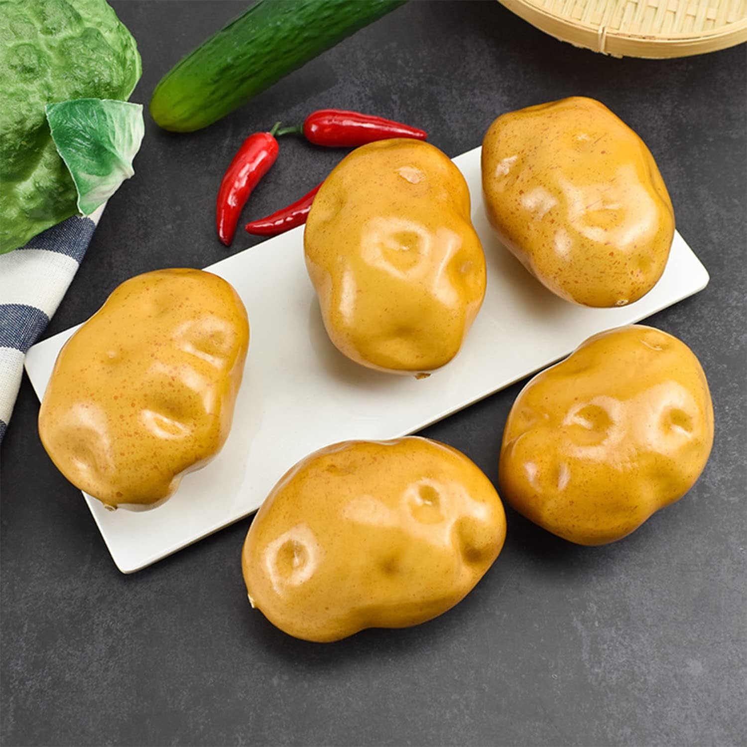 Lorigun Artificial Potatoes 5Pcs Realistic Foam Simulation